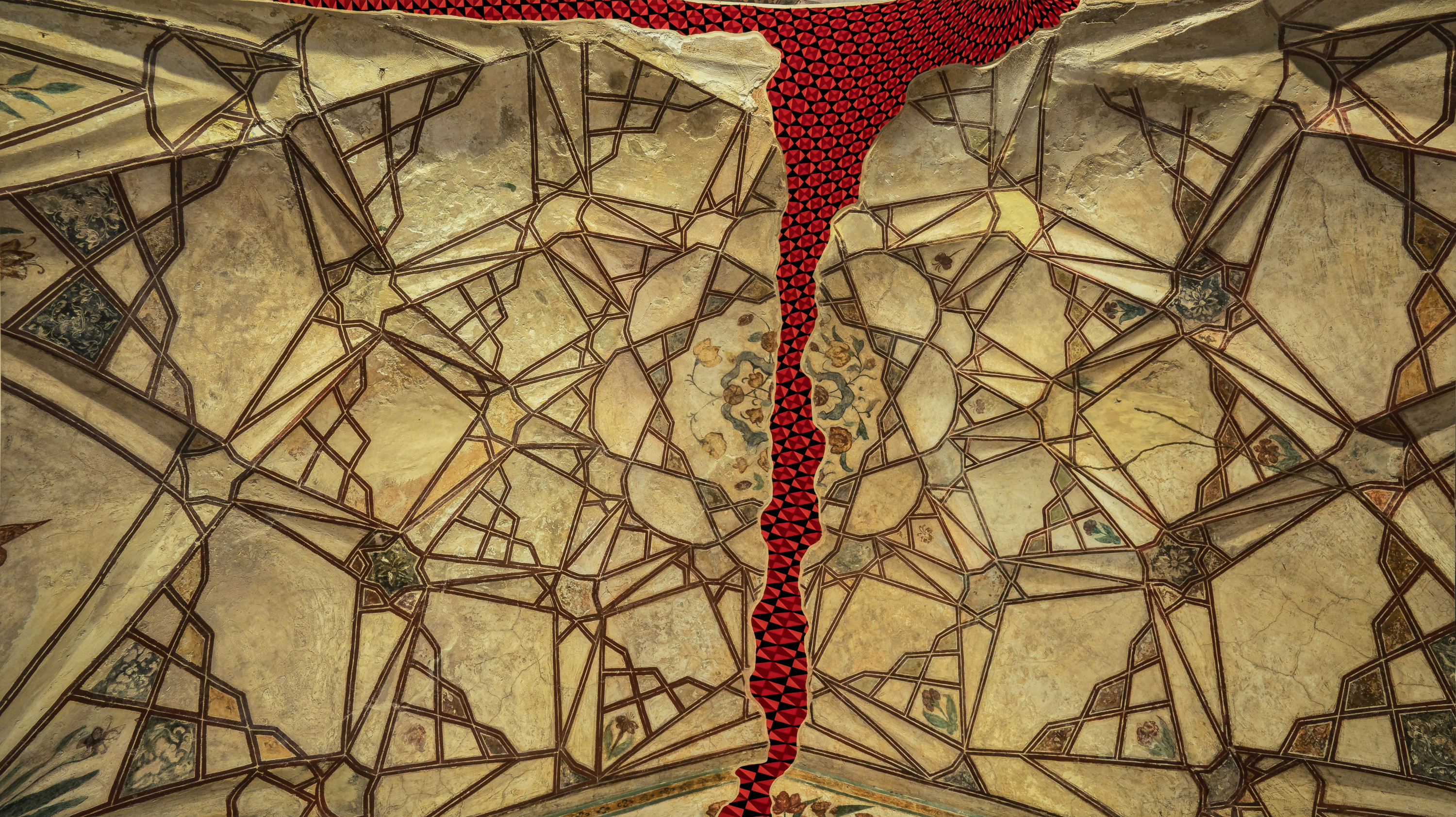 photo collage with geometric painting