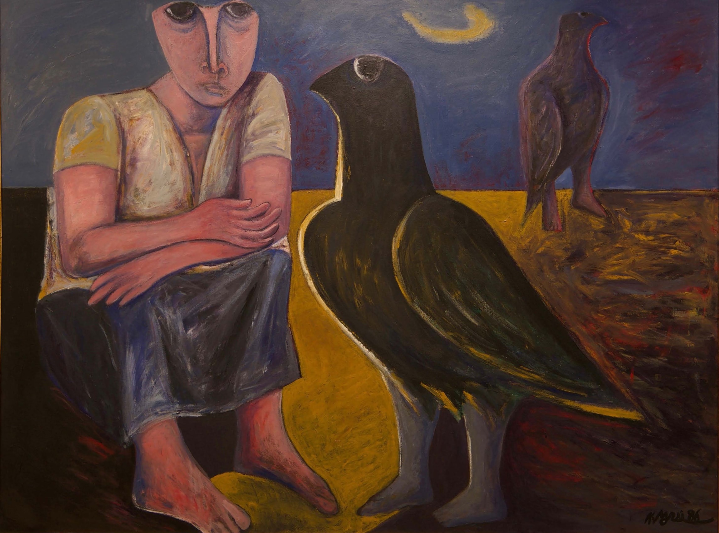 Ahmed Morsi, Black Bird II,&nbsp;1986,&nbsp;Acrylic on canvas,&nbsp;59 x 78.75 in