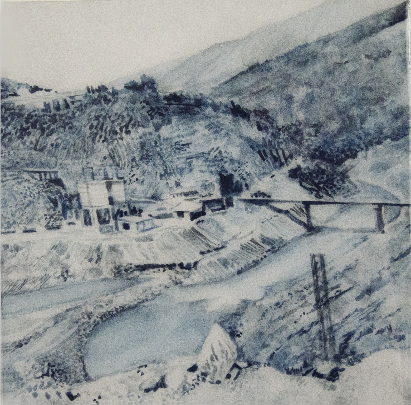 Saba Qizilbash,&nbsp;NJPP1,&nbsp;2020,&nbsp;Soluble graphite and resin on paper mounted on wood, 5 x 5 in