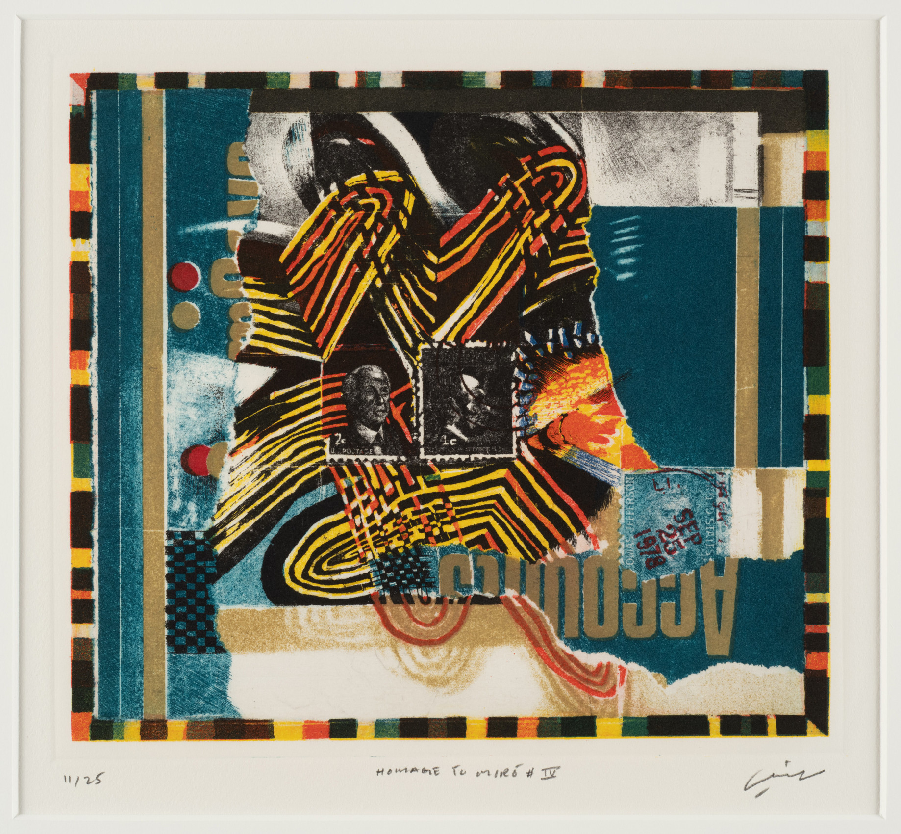 Mohammad Omer Khalil, Homage to Miro IV,&nbsp;1985,&nbsp;Etching and&nbsp;lithography&nbsp;on paper,&nbsp;9 x 10 in