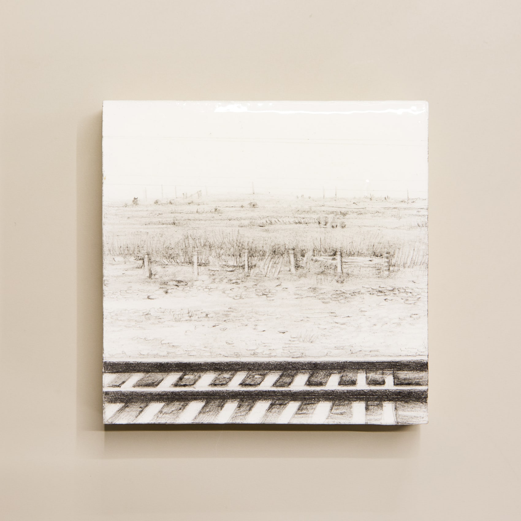 Saba Qizilbash,&nbsp;Landmarks 6,&nbsp;2018,&nbsp;Graphite and epoxy on paper, mounted on wood,&nbsp;4 x 4 in