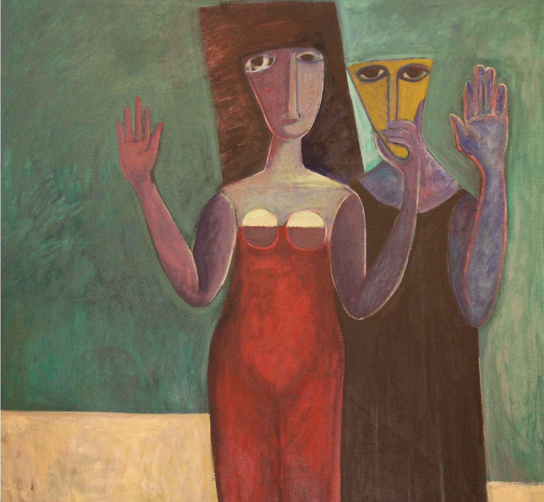 Ahmed Morsi, The Yellow Mask,&nbsp;1976,&nbsp;Acrylic on canvas,&nbsp;50.25 x 50.25 in