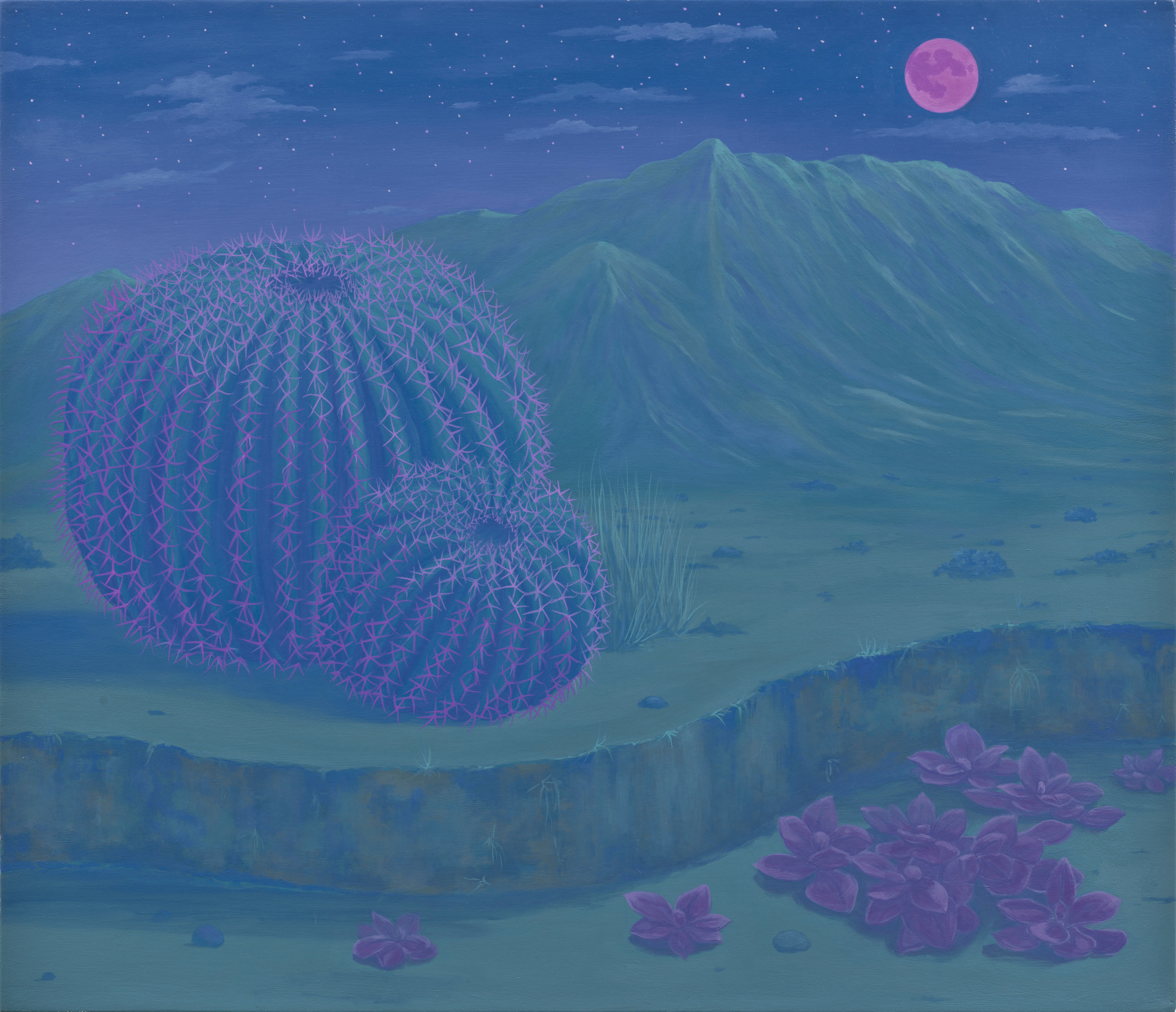 Imagined landscape in blue and green tones