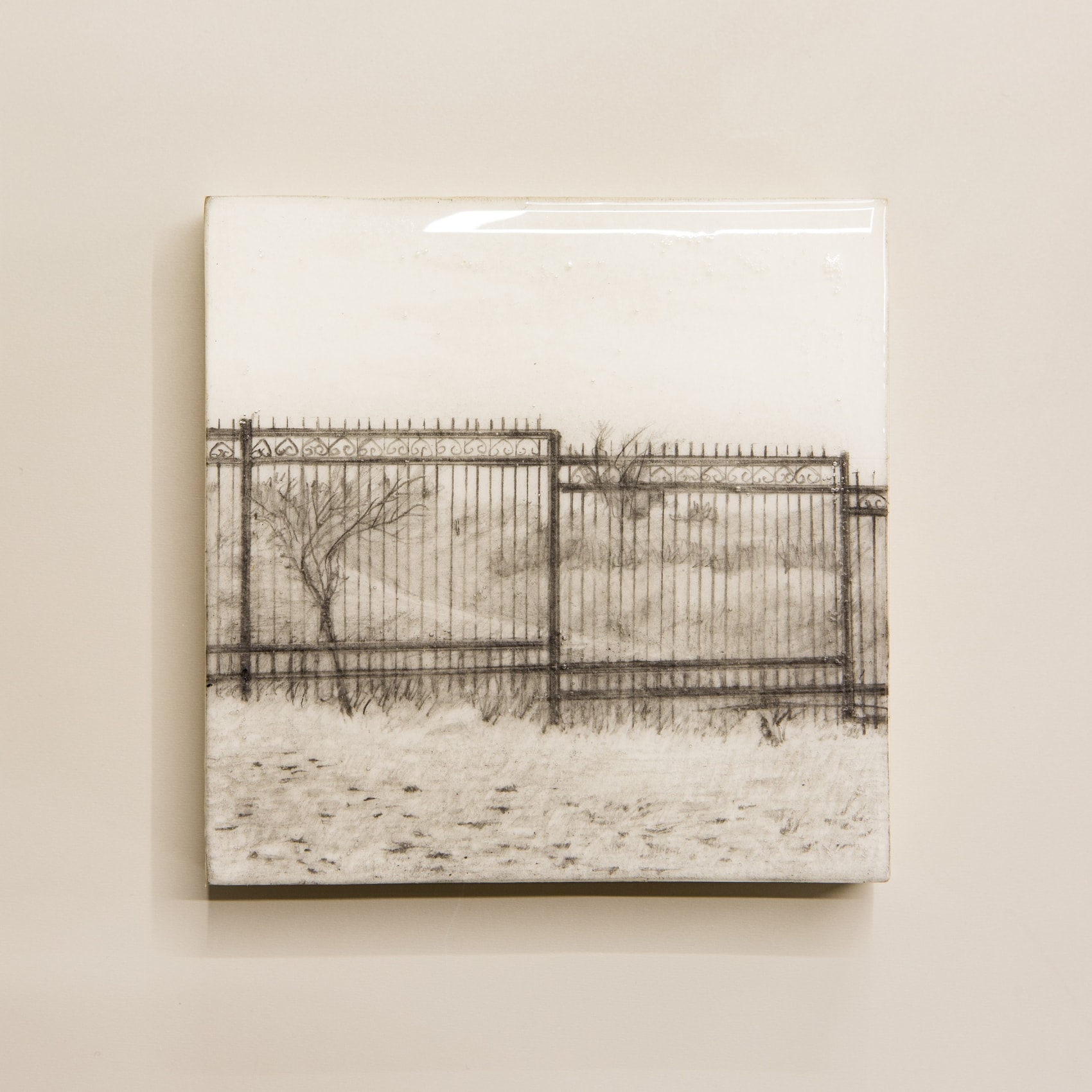 Saba Qizilbash,&nbsp;Landmarks 8,&nbsp;2018,&nbsp;Graphite and epoxy on paper, mounted on wood,&nbsp;4 x 4 in