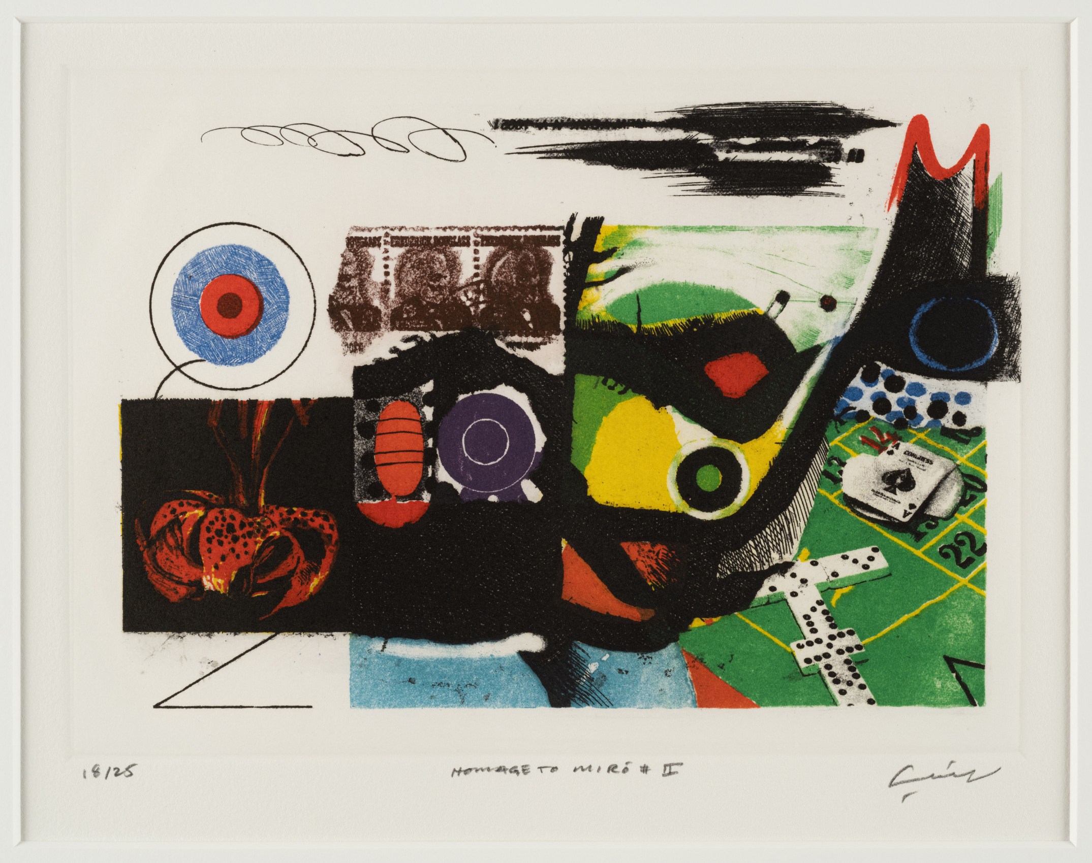 Mohammad Omer Khalil, Homage to Miro II,&nbsp;1985,&nbsp;Etching and&nbsp;lithography&nbsp;on paper,&nbsp;7 x 9.5 in