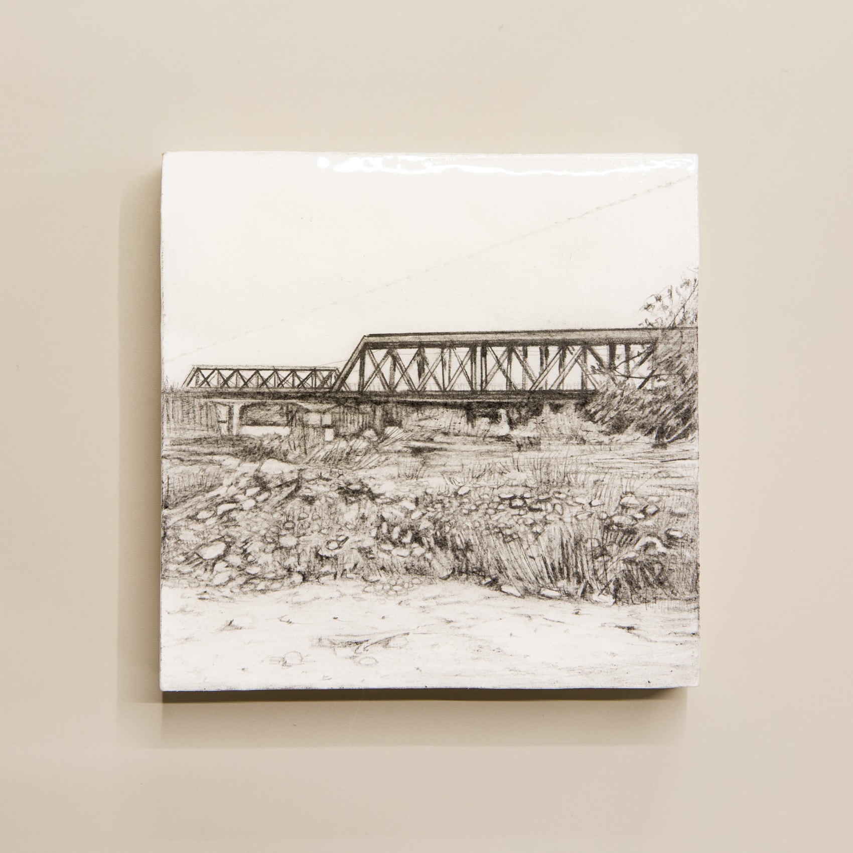 Saba Qizilbash,&nbsp;Landmarks 5,&nbsp;2018,&nbsp;Graphite and epoxy on paper, mounted on wood,&nbsp;4 x 4 in