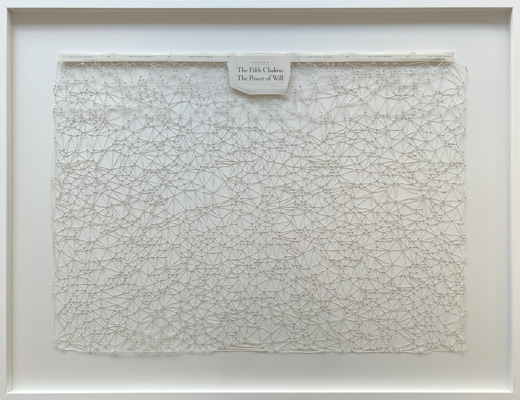 Youdhisthir Maharjan, Power of Will, 2018, Acrylic on hand-cut book pages, 28.5 x 36.5 in