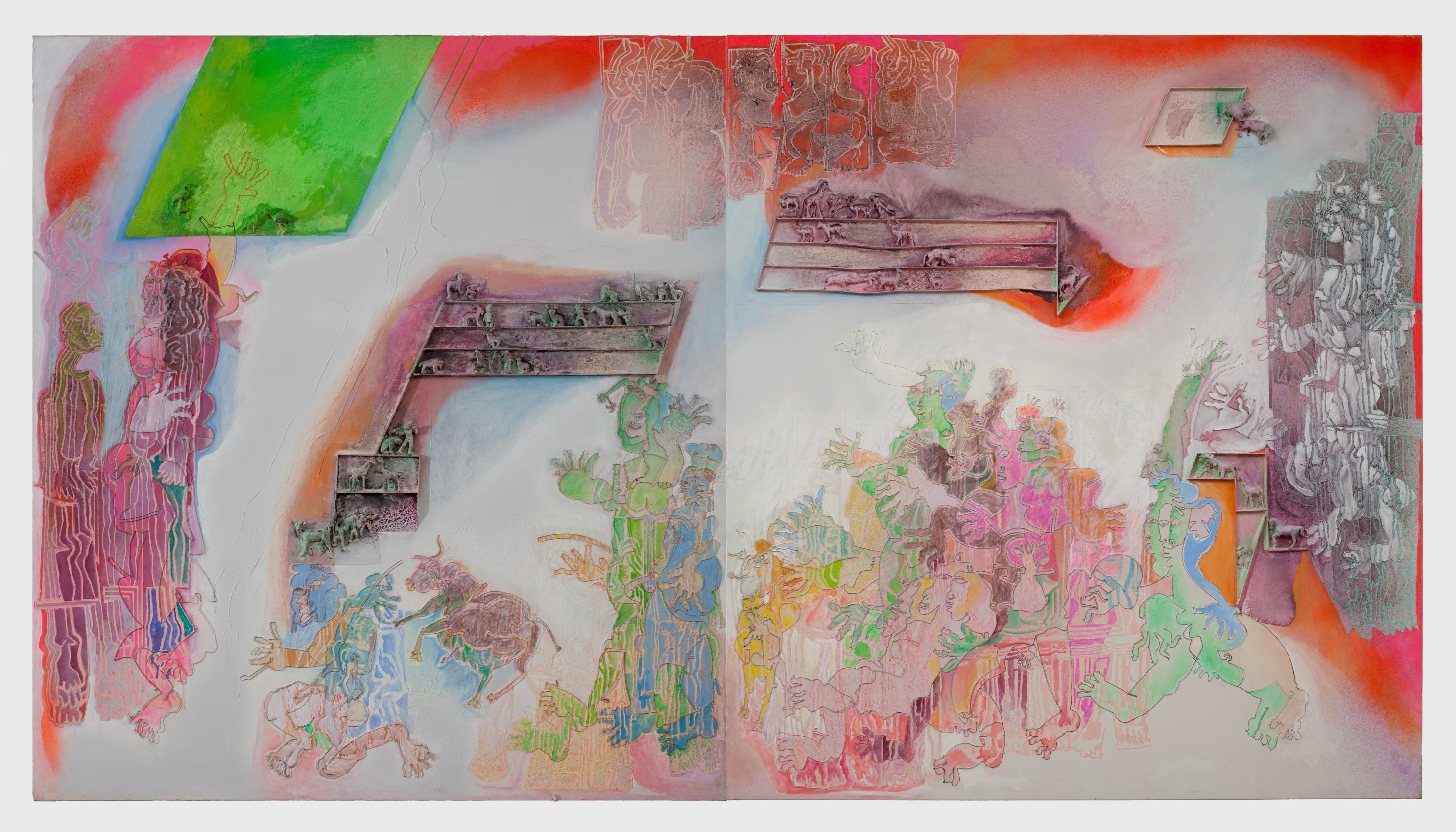 diptych of an indian bull festival tradition