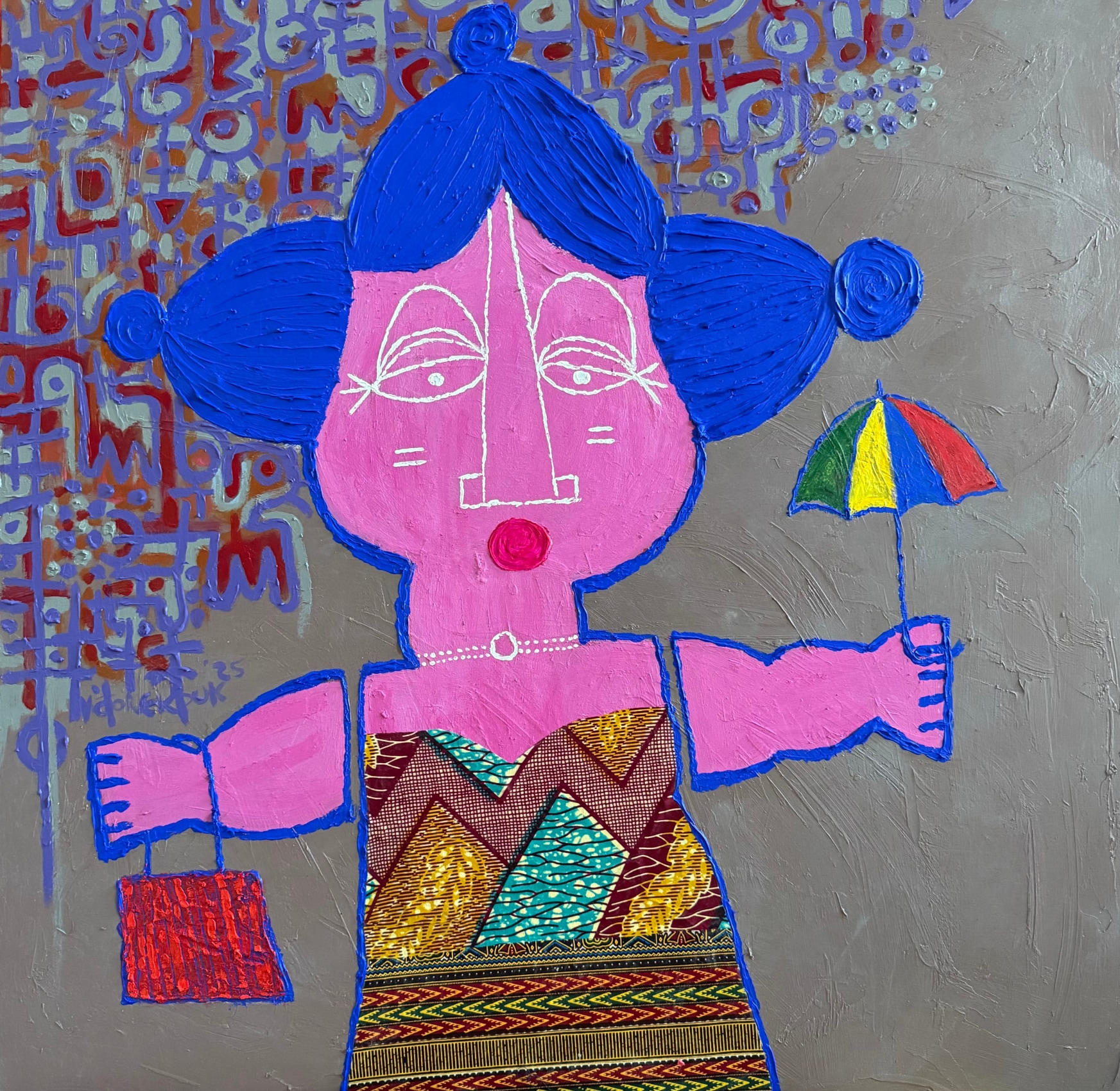 Figurative painting inspired by Nigerian cultural objects