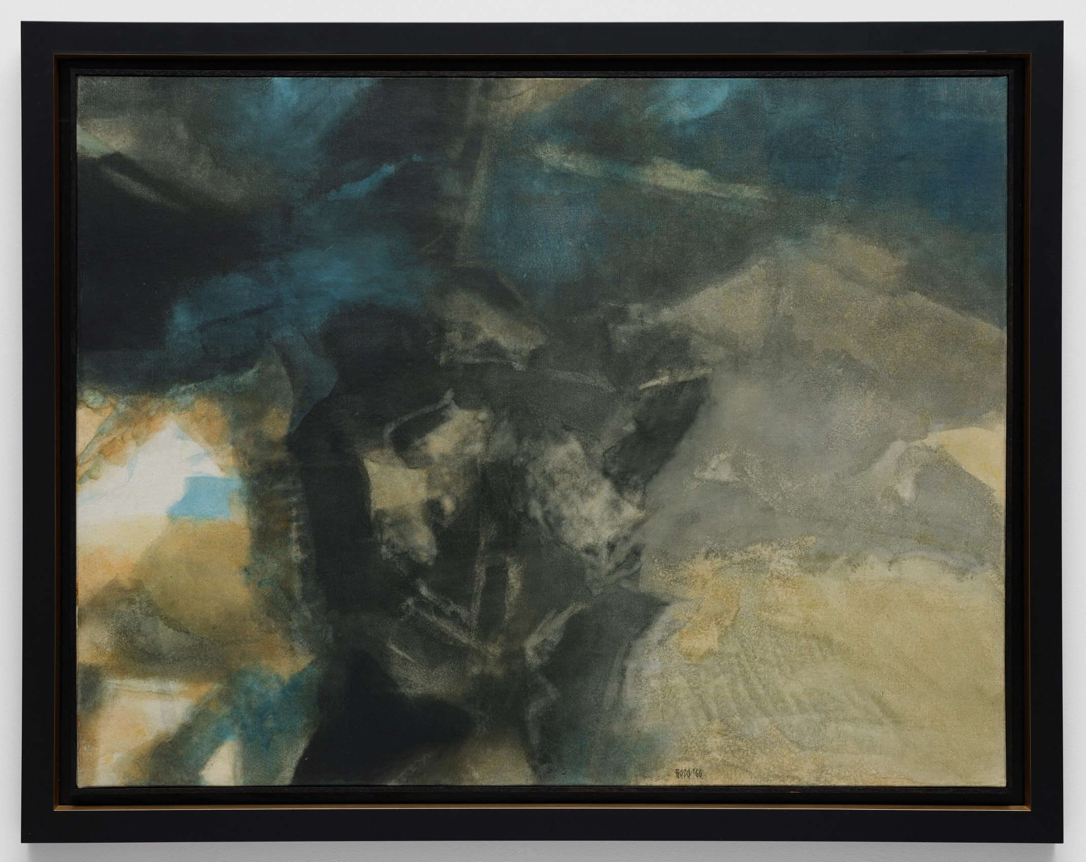 Abstract blue and yellow painting