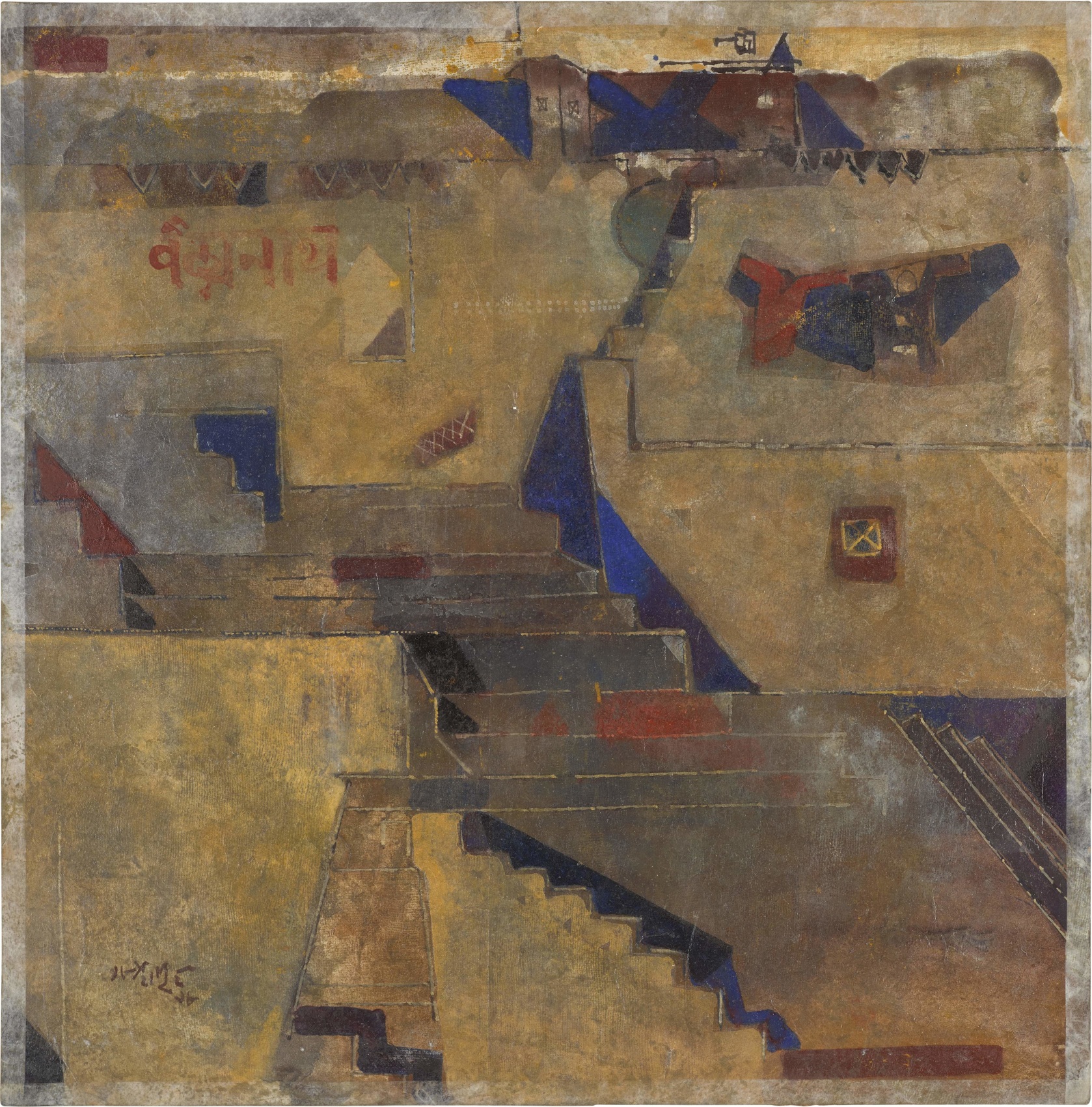 Abstract landscape in beige and brown tones