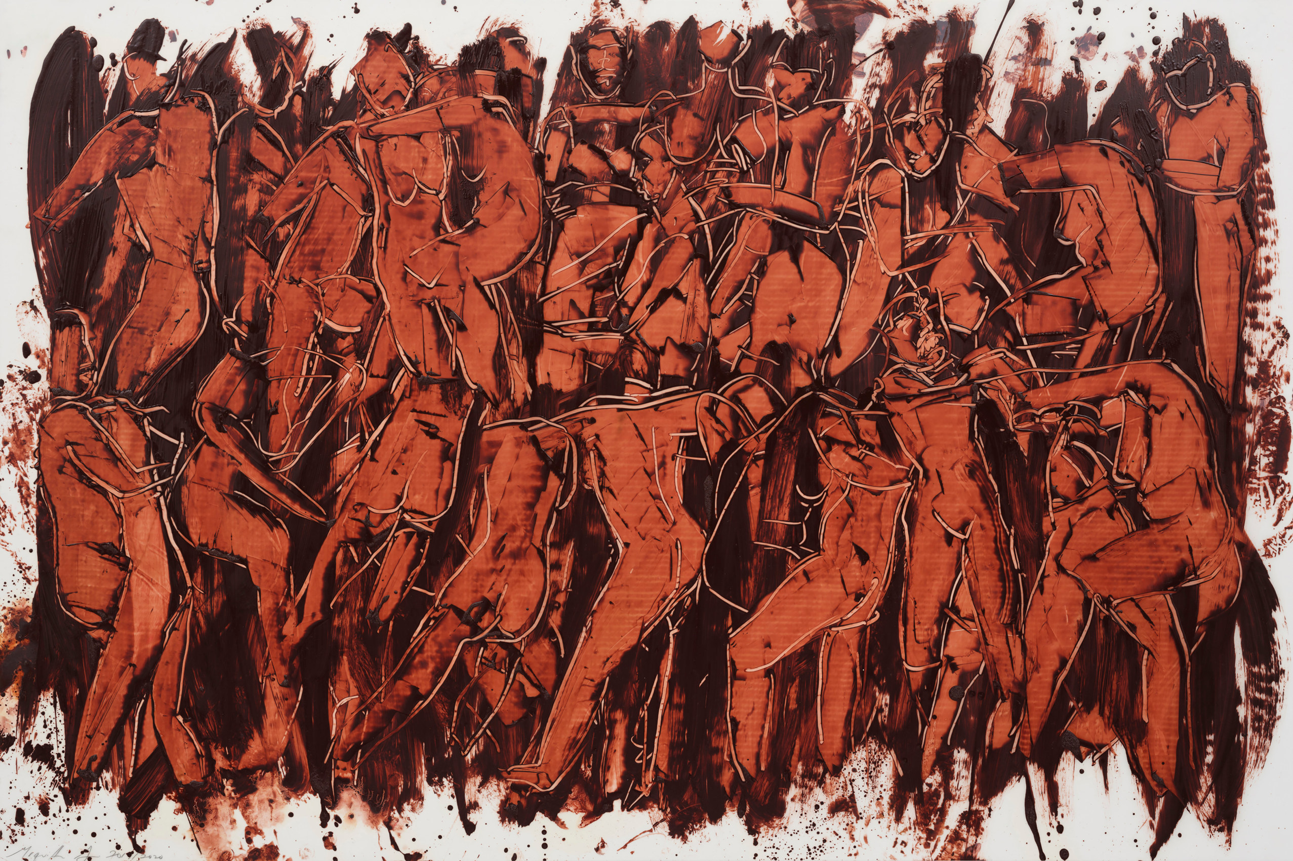 Mequitta Ahuja, Acre,&nbsp;2020,&nbsp;Oil on polyester drafting film,&nbsp;24 x 36 in