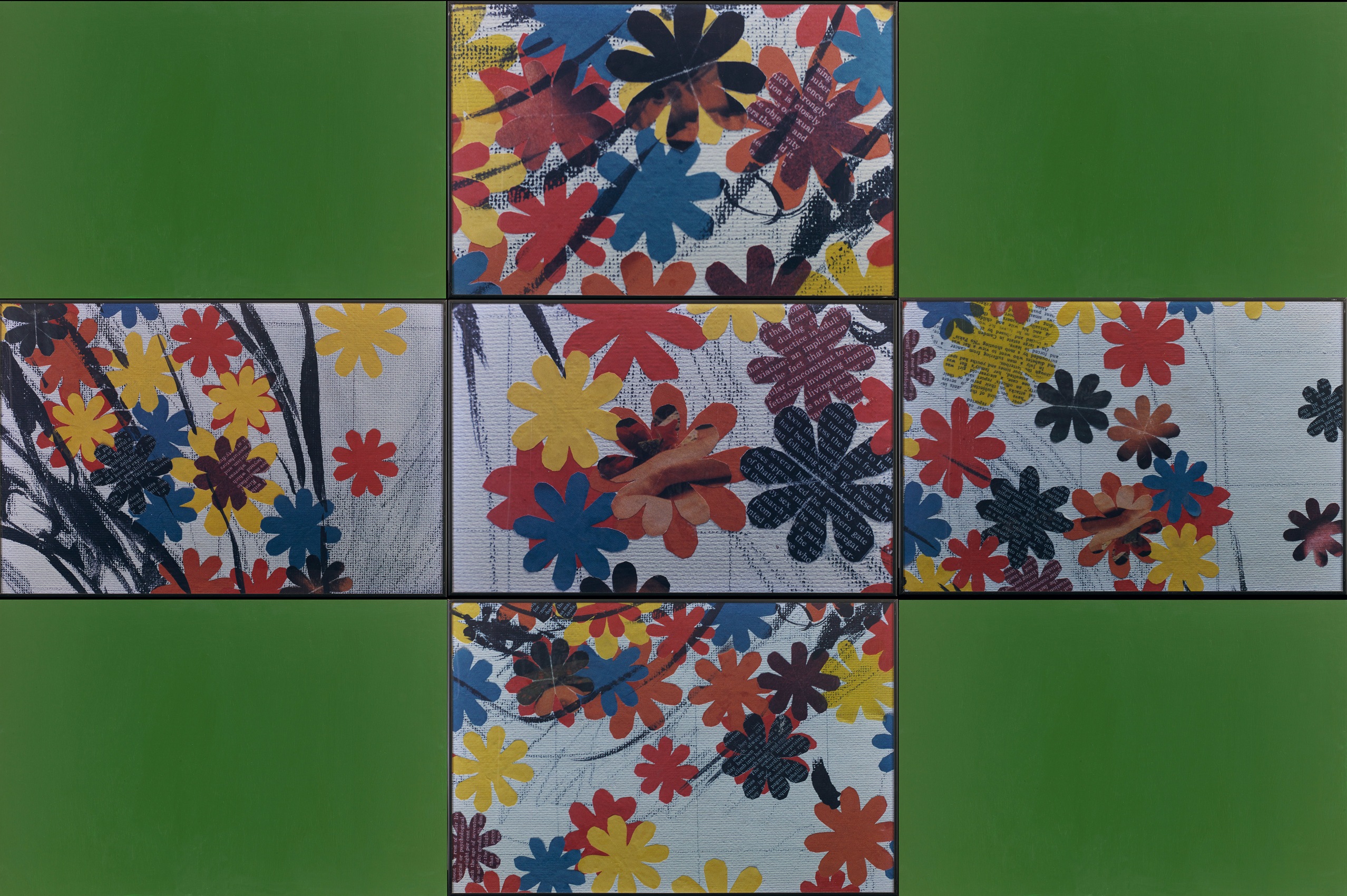 Rasheed Araeen cruciform work featuring flowers