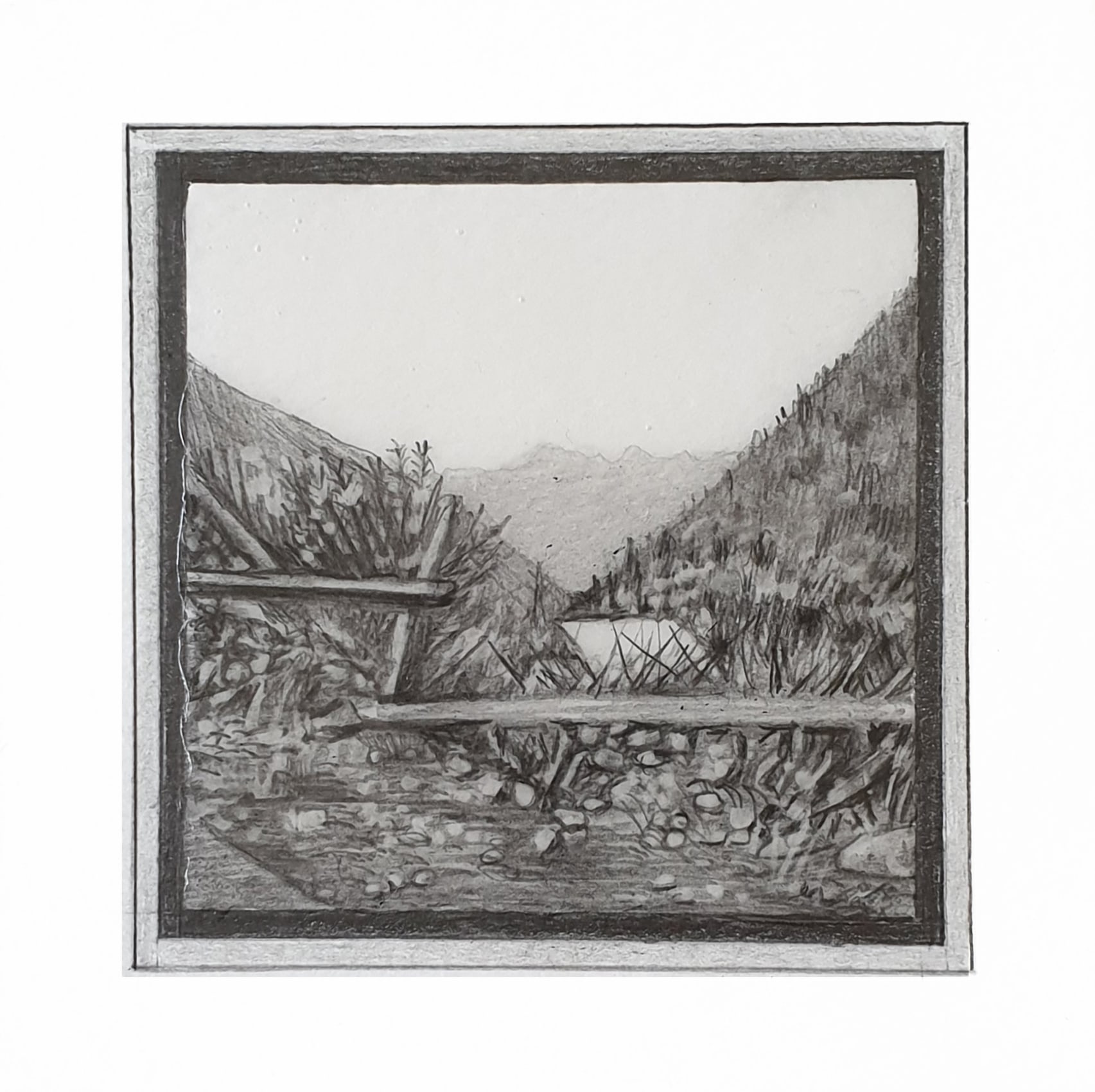 Saba Qizilbash, Isolation 8,&nbsp;2019,&nbsp;Graphite and resin on paper, mounted on wood, 4 x 4 in