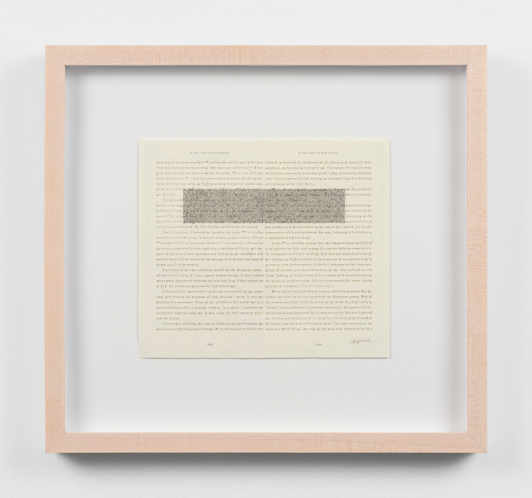 Youdhisthir Maharjan, In the Land of Blue Burqas, 2017, Hand-cut text collage on reclaimed book pages, 8.5 x 9.75 in
