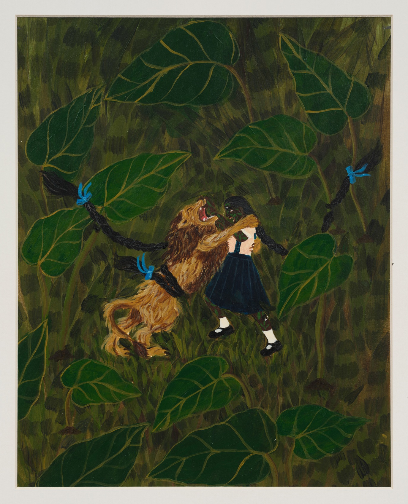 Sanbras wrestling a lion