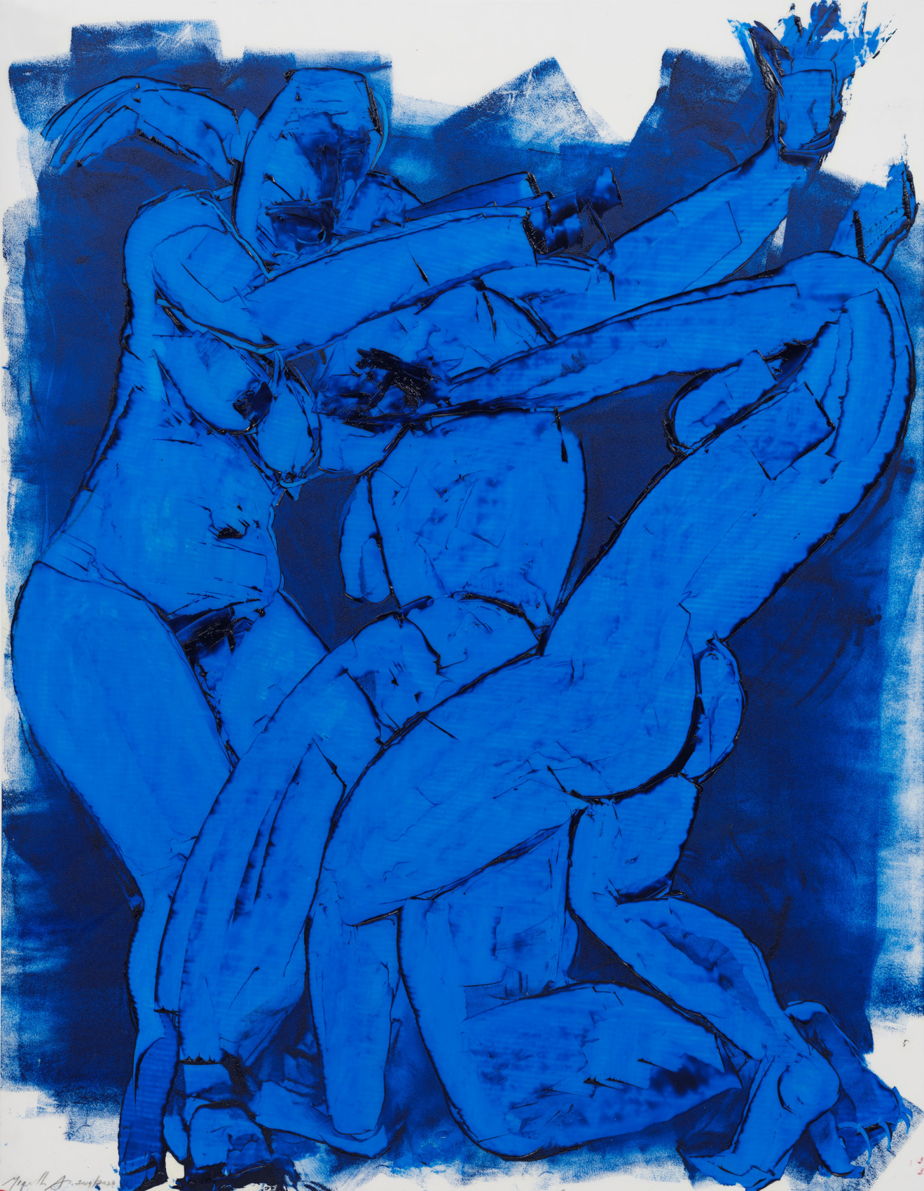 Mequitta Ahuja,&nbsp;Bundle,&nbsp;2020,&nbsp;Oil on polyester drafting film,&nbsp;31 x 24 in