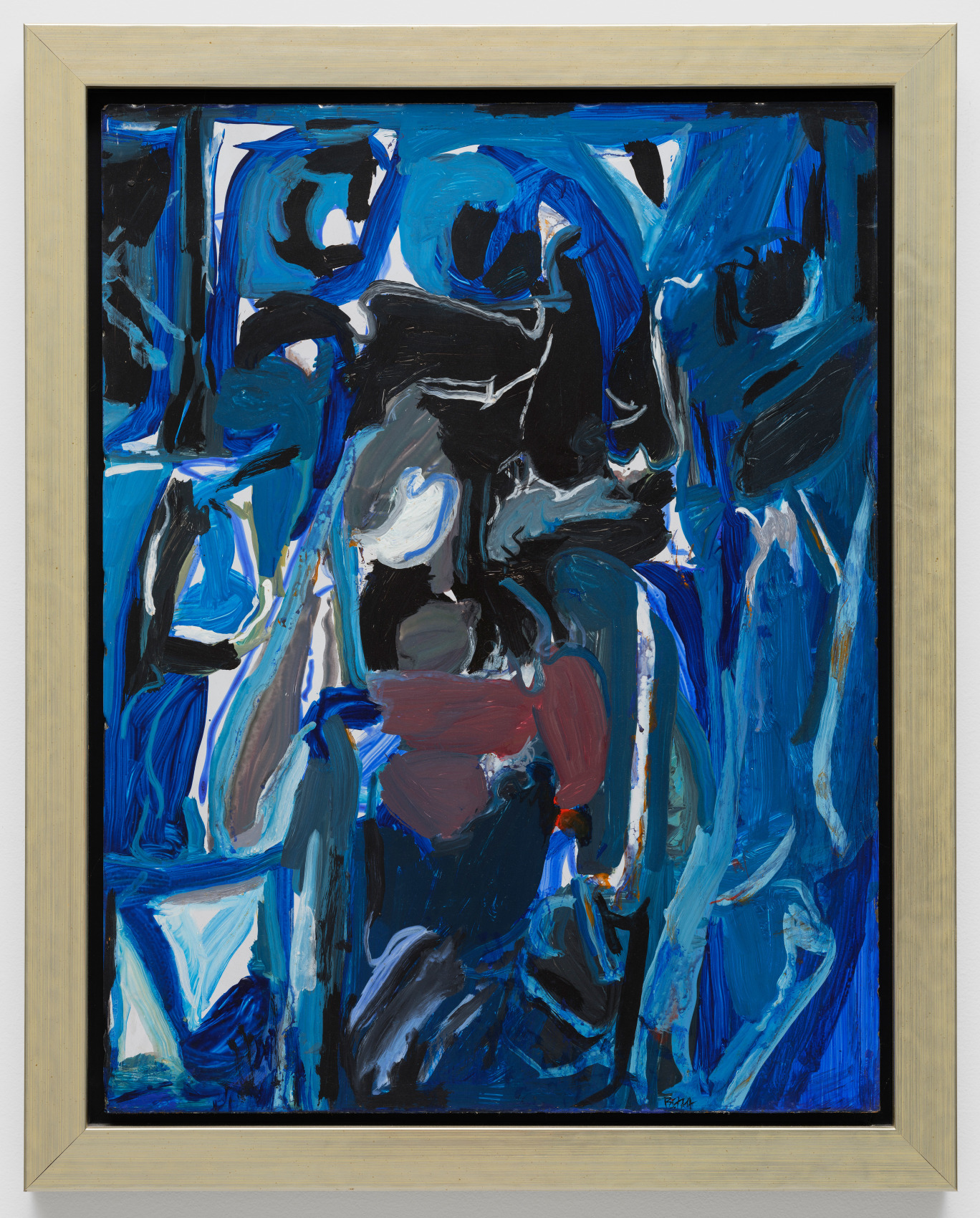 Abstract painting representing winter with blue/cool tones