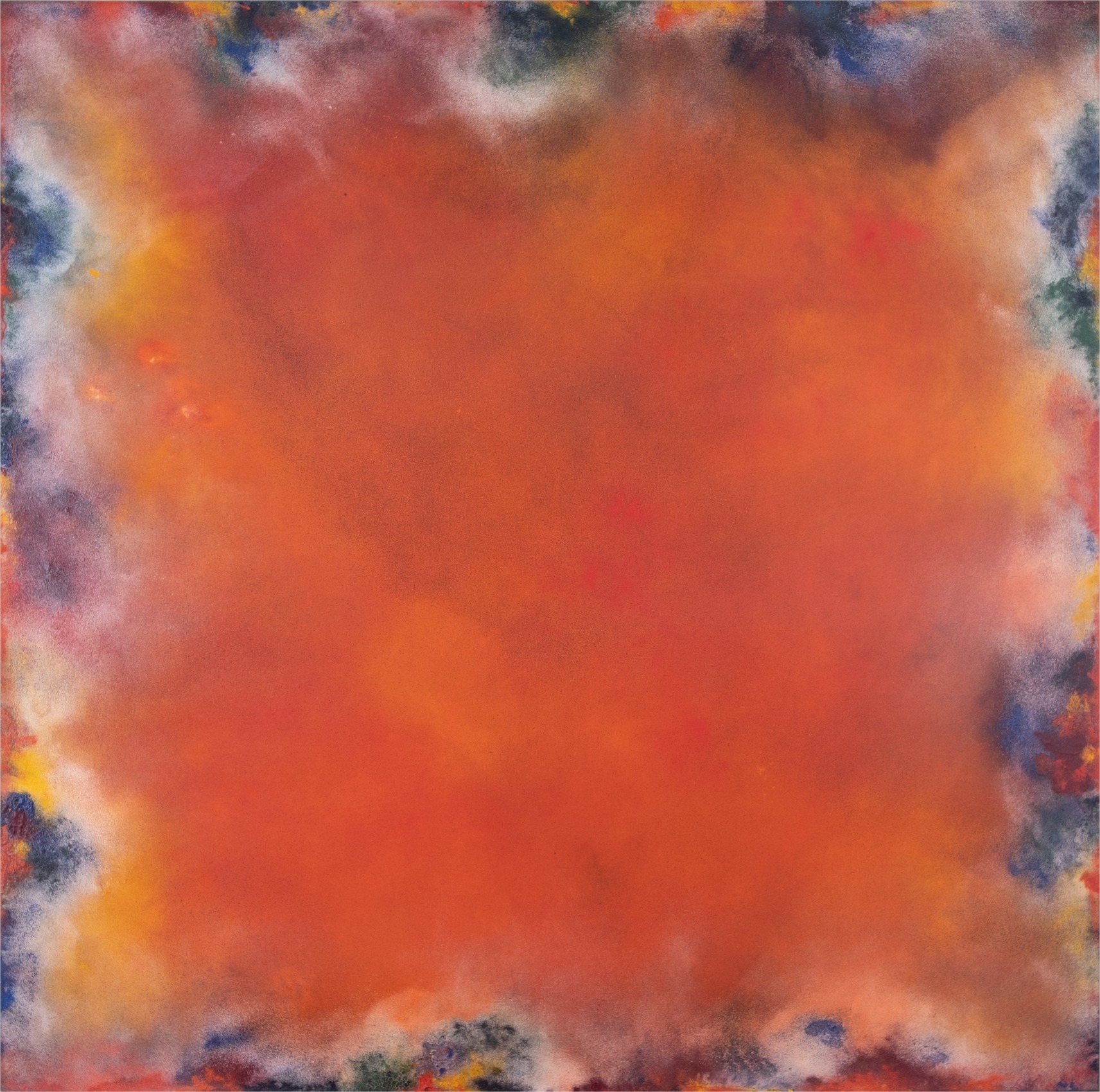 Natvar Bhavsar, R-DHYA, 1972, Dry pigments with oil and acrylic mediums on canvas, 96 x 96 in