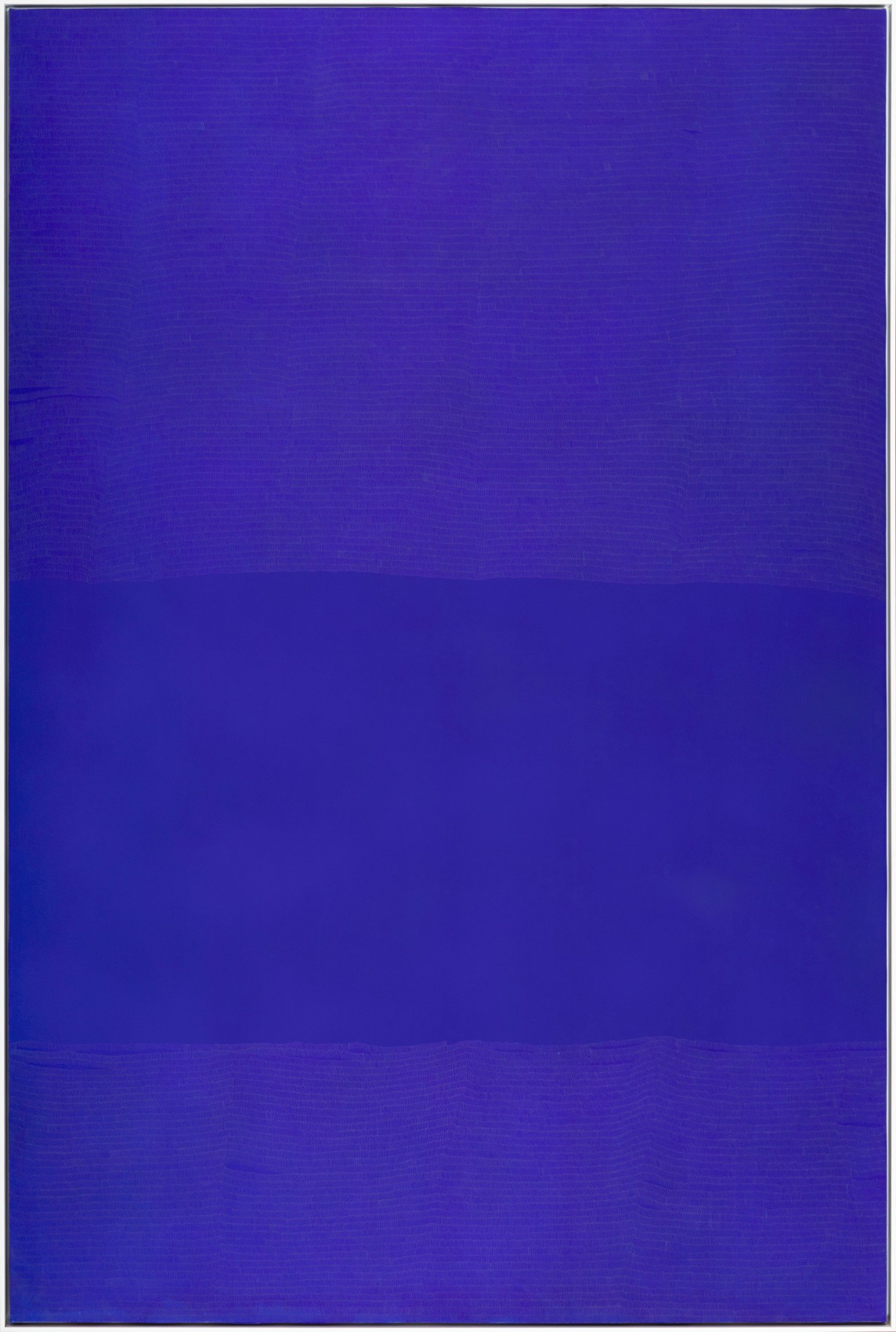 Blue tone of the drawing on canvas tight blue lines and vertical blue line around the middle of the canvas