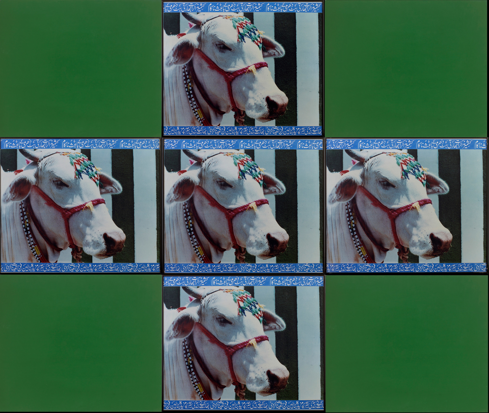 Rasheed Araeen cruciform work featuring cows