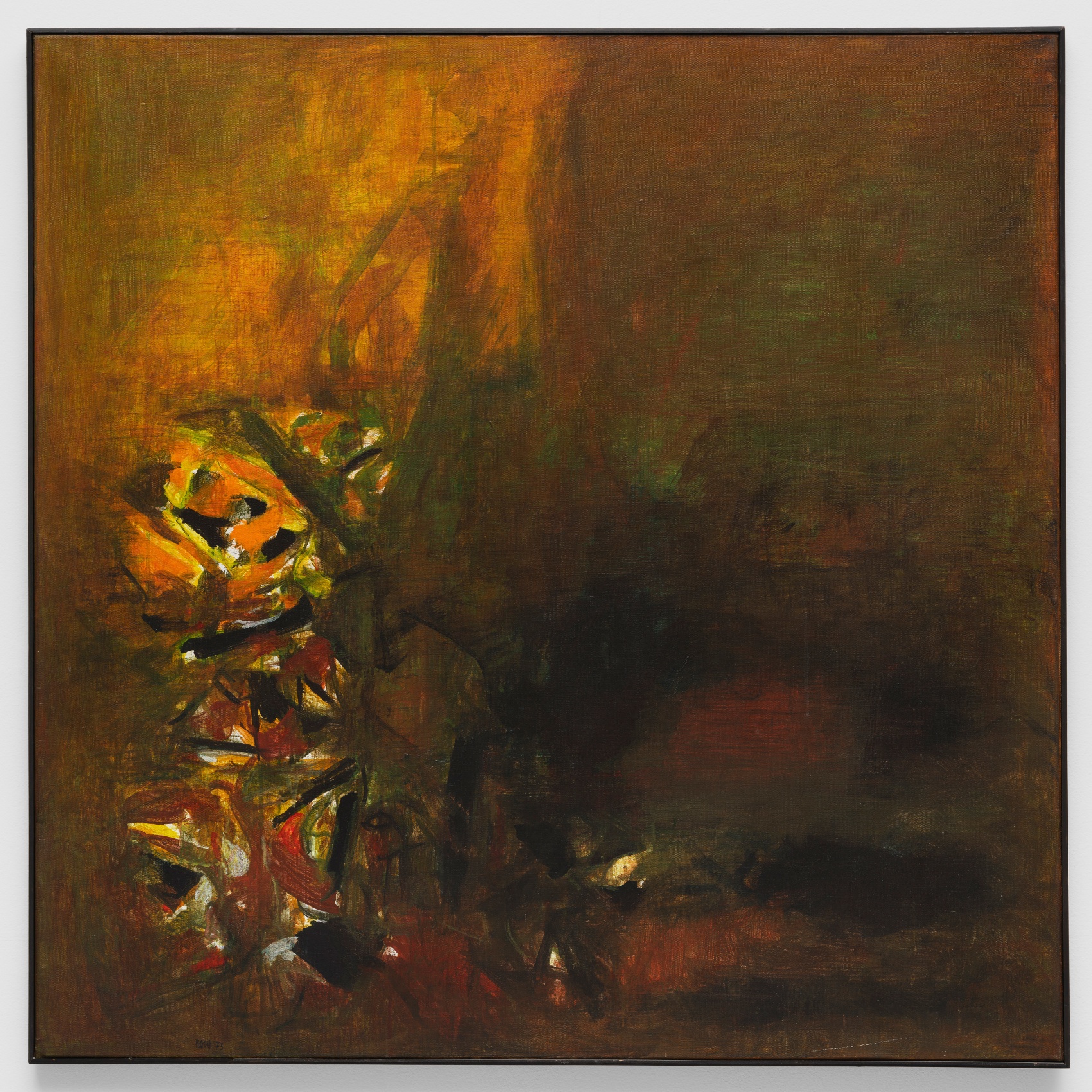 Abstract oil painting in earth tones