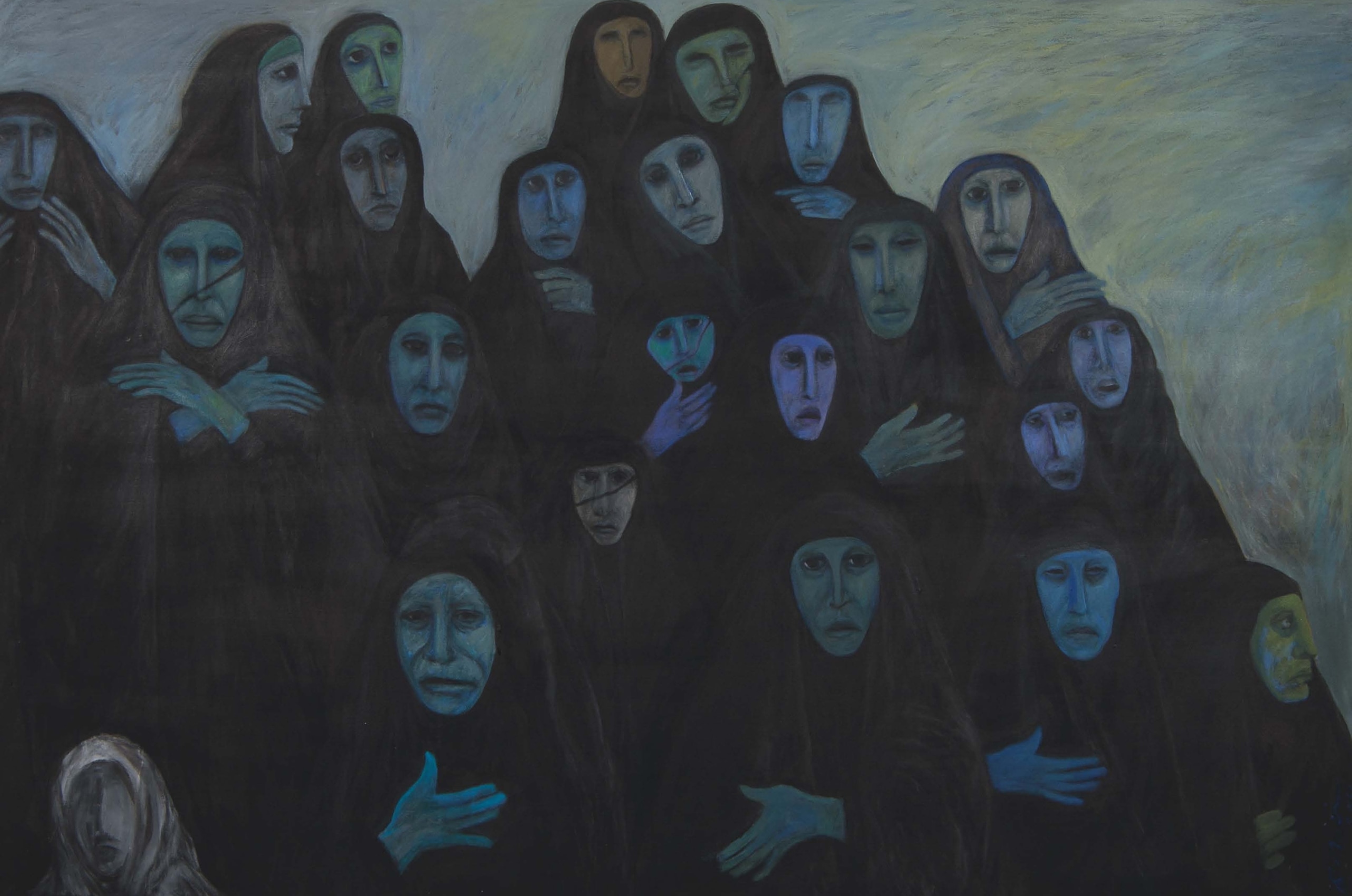 Ahmed Morsi, Iraq&#039;s Weeping Women II,&nbsp;2011,&nbsp;Acrylic on canvas,&nbsp;60.25 x 90.25 in