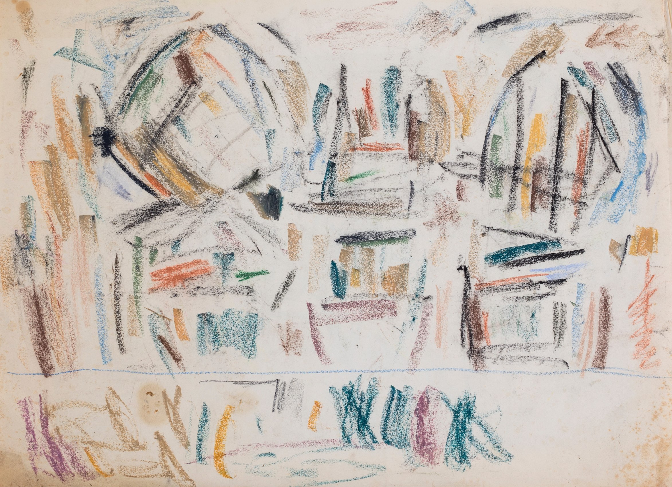 Ernest Mancoba, Untitled 12,&nbsp;n/d,&nbsp;Oil pastel on paper,&nbsp;​14.5&nbsp;x 20.5&nbsp;in