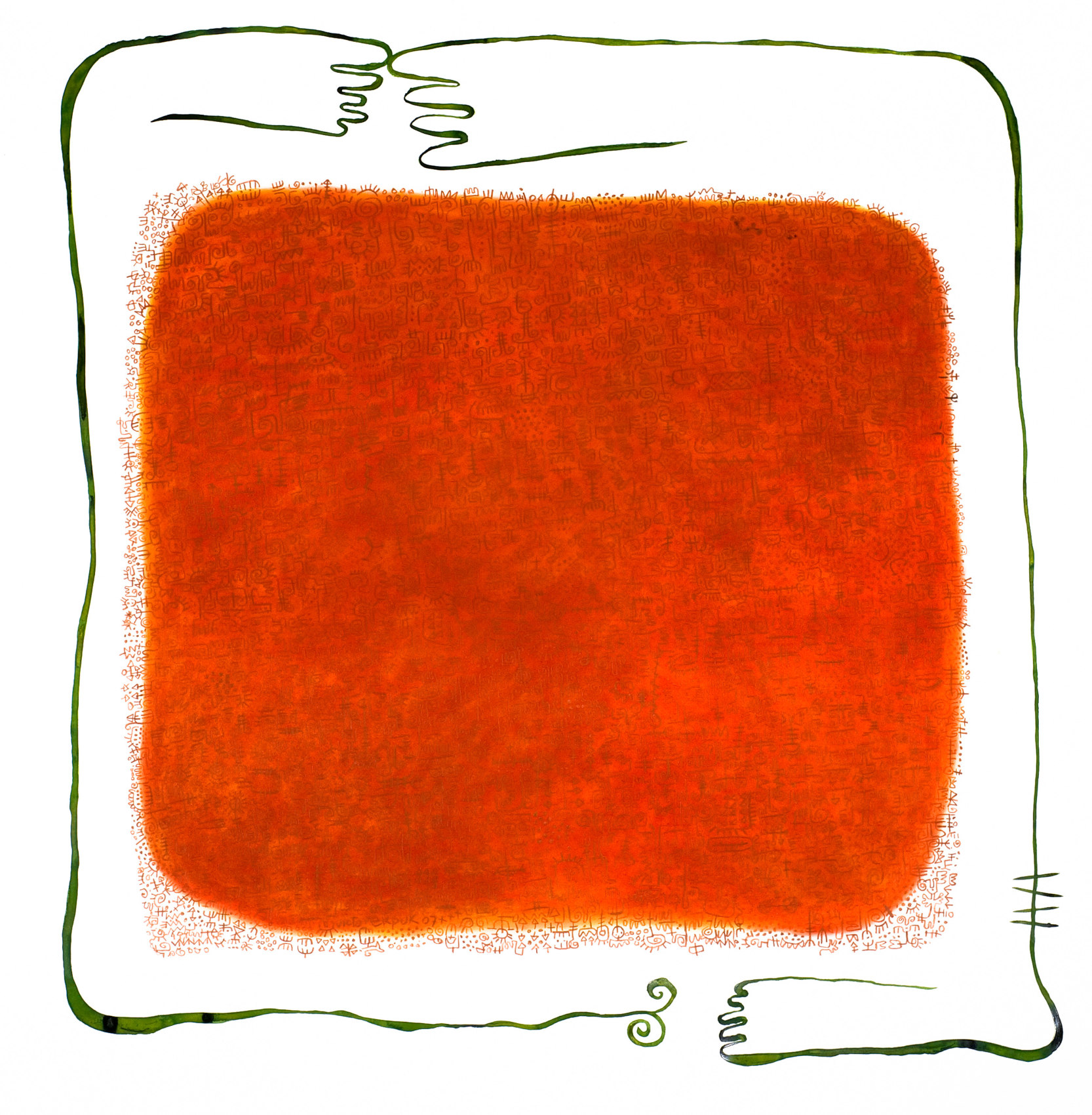 Victor Ekpuk,&nbsp;Touch,&nbsp;2011,&nbsp;Ink and pastel on paper,&nbsp;40 x 40 in&nbsp;