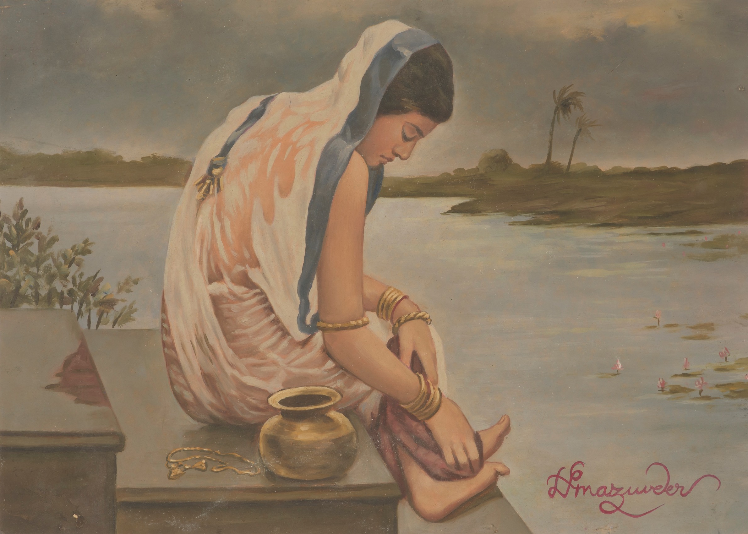 Hemen Mazumdar, Monsoon, Watercolor on paper, 10 x 14.5 in