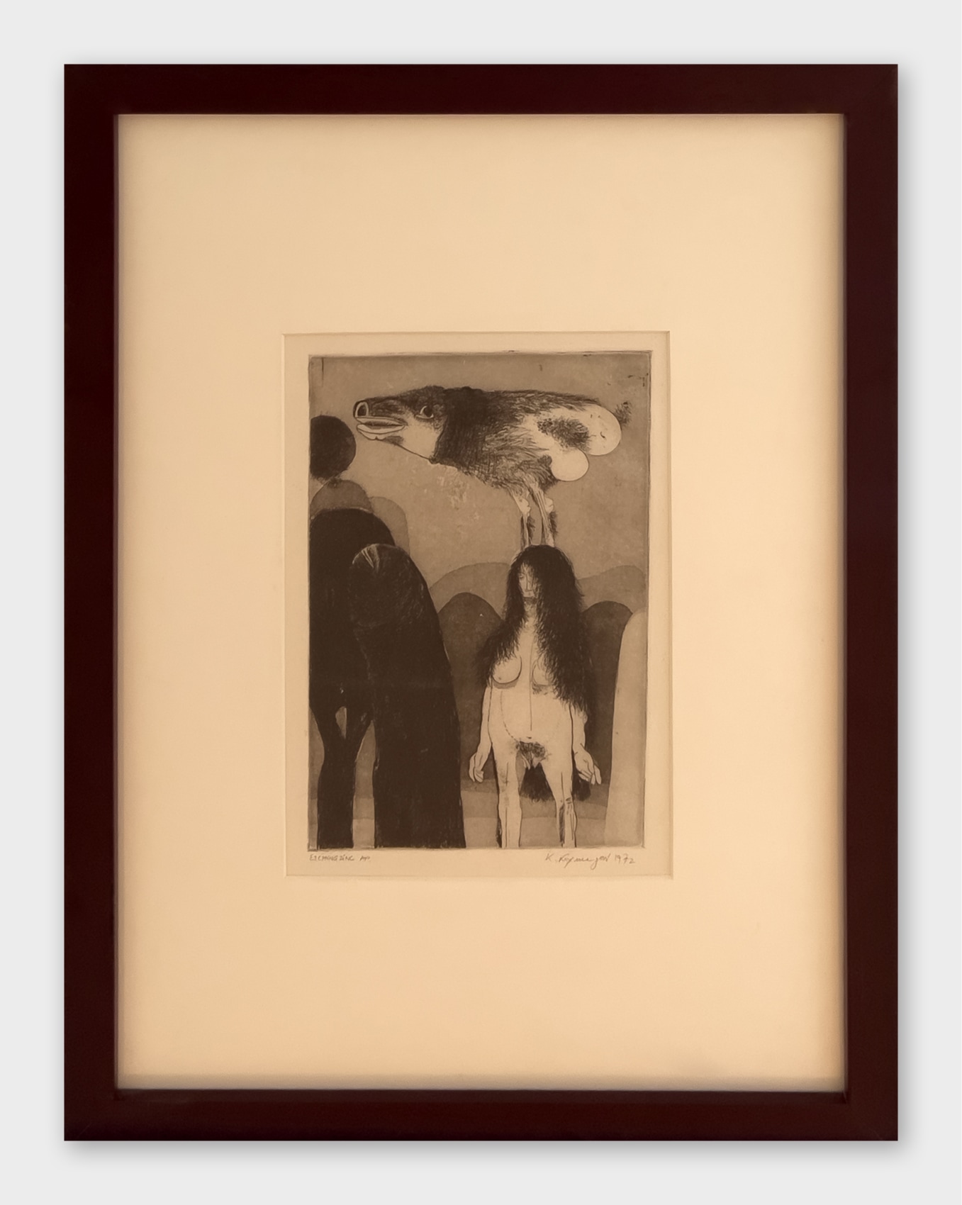 woman with beast on head