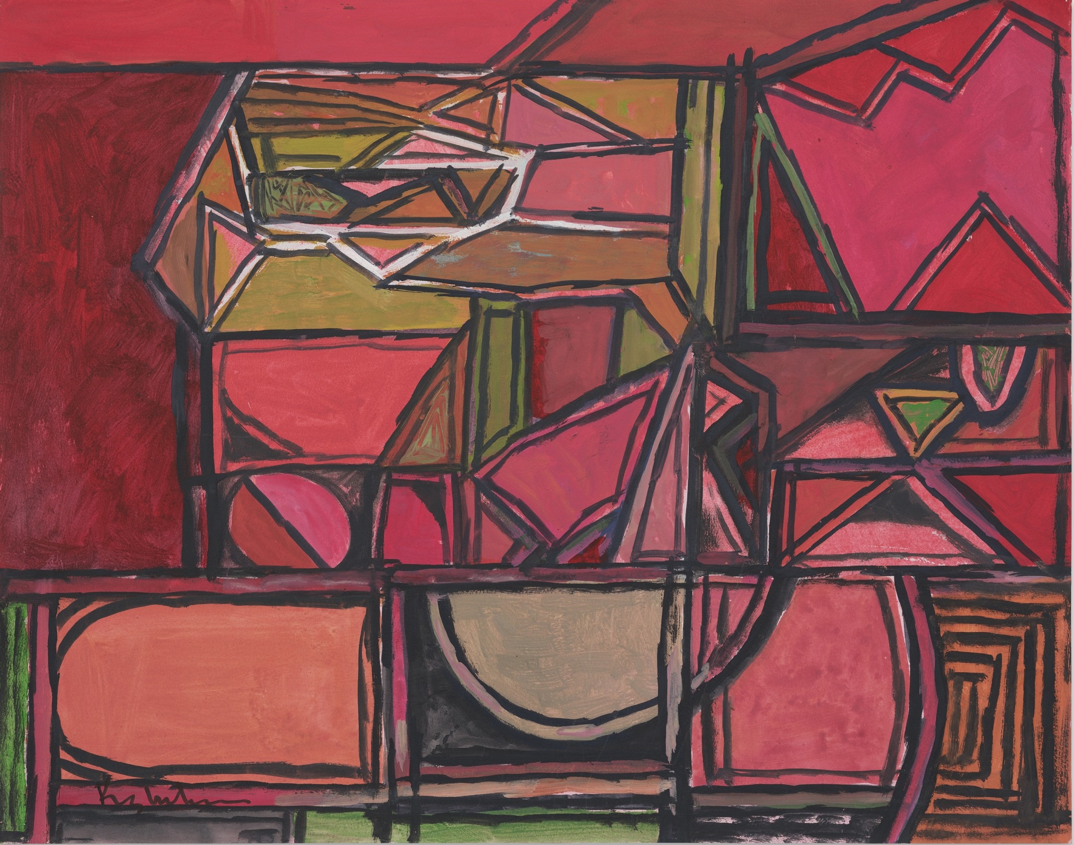 K.S. Kulkarni,&nbsp;Untitled, 1991, Acrylic on canvas paper, 19 x 24 in