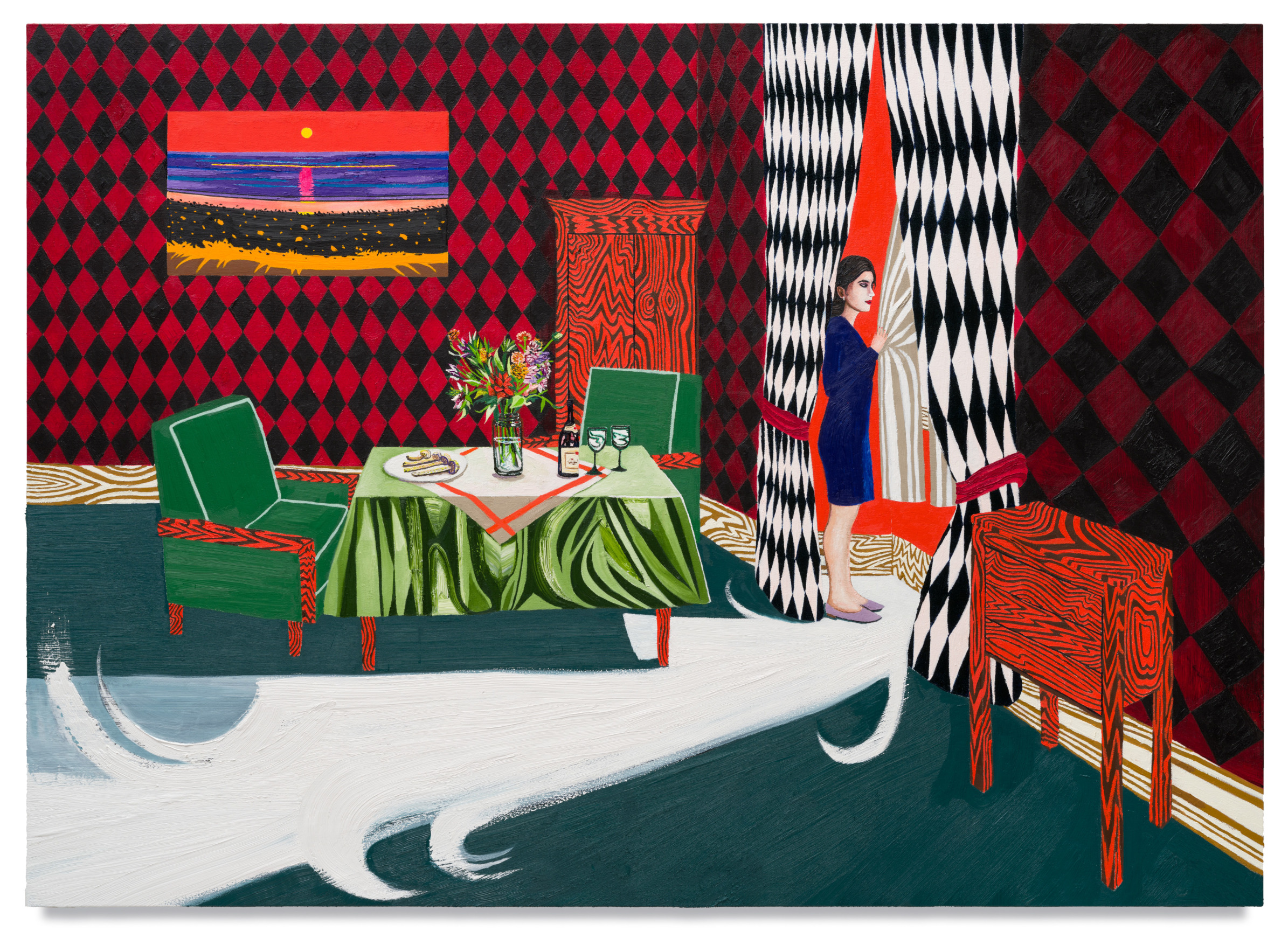 Waiting (After Vallotton), 2021, Oil on canvas, 60 x 84 inches, 152.4 x 213.4 cm, MMG#33582