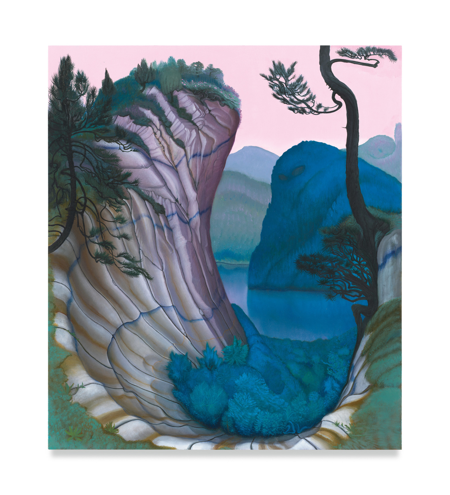 Blue Mountain, 2022, Enamel on canvas, 32 x 28 inches, 81.3 x 71.1 cm, MMG#34804