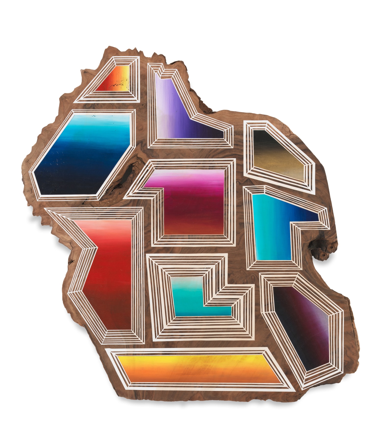 Ten Paintings Inspired by Stain Glass, 2016, Acrylic on walnut, 24 x 19 x 1 inches, 61 x 48.3 x 2.5 cm, MMG#28945