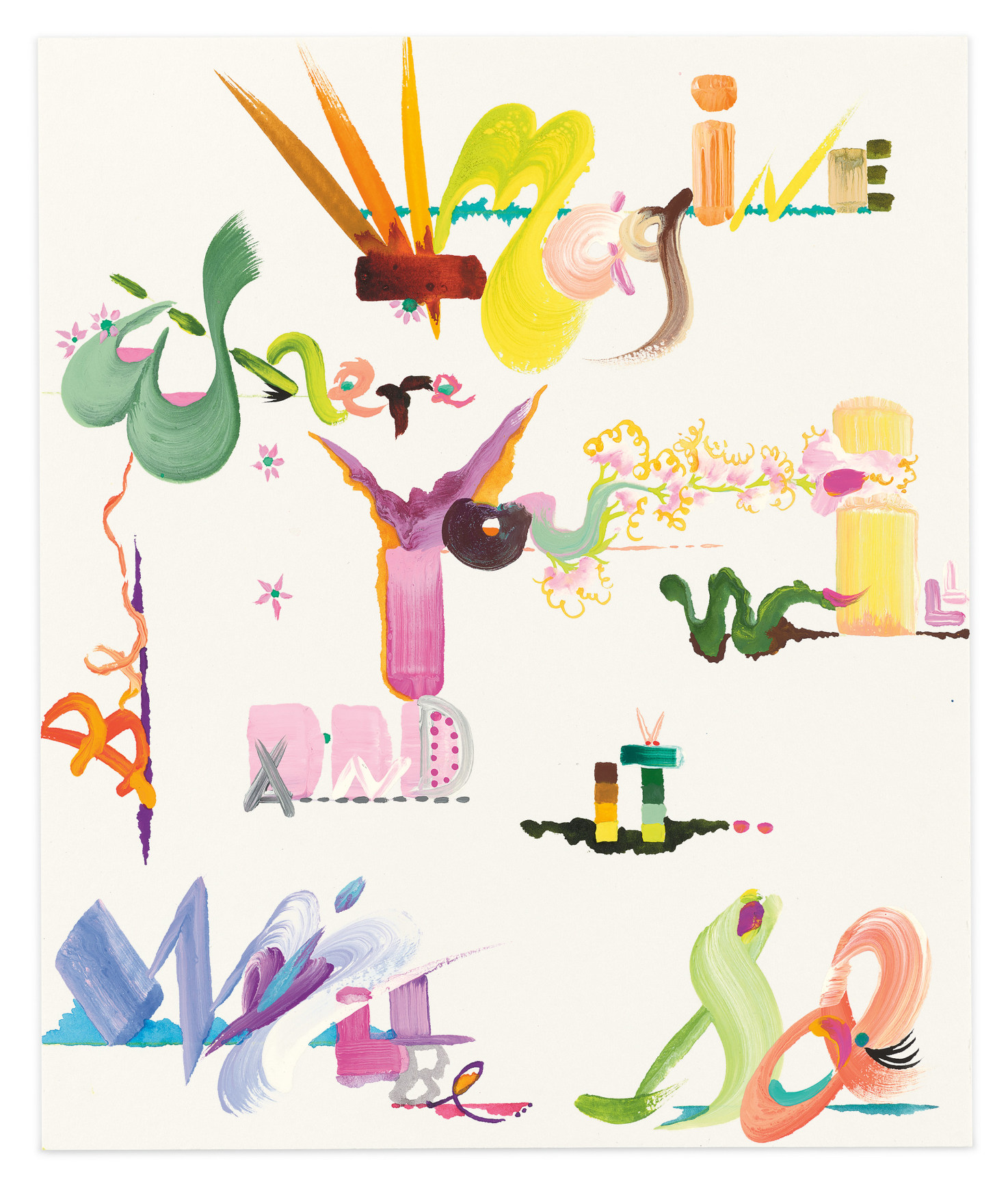 Drawing (imagine where you will be, and it will be so), 2022, Gouache and watercolor on paper, 11 3/4 x 9 7/8 inches, 30 x 25 cm, MMG#34626