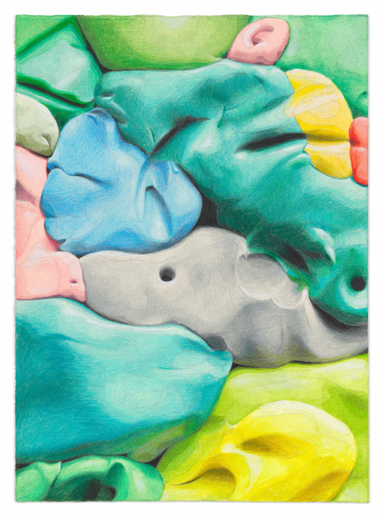 Interdepend, 2023, Color pencil, graphite, crayon, watercolor,