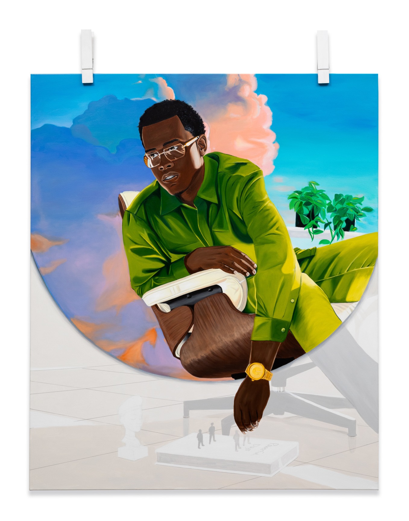 Lifted Days, 2023, Oil, acrylic, and mounted wood on canvas,