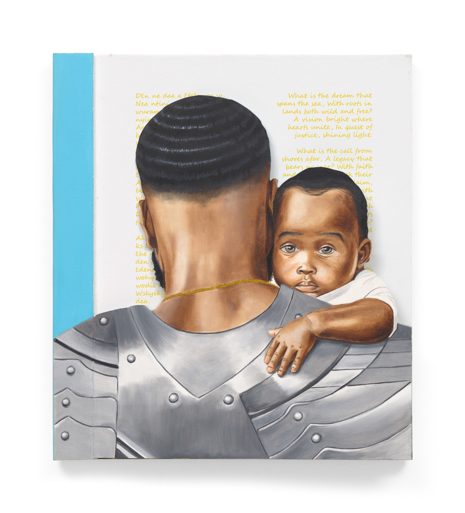 My Knight and Shield, 2024, Oil, acrylic, and glitter on canvas, 20 1/2 x 18 inches, 52.1 x 45.7 cm, MMG#36854