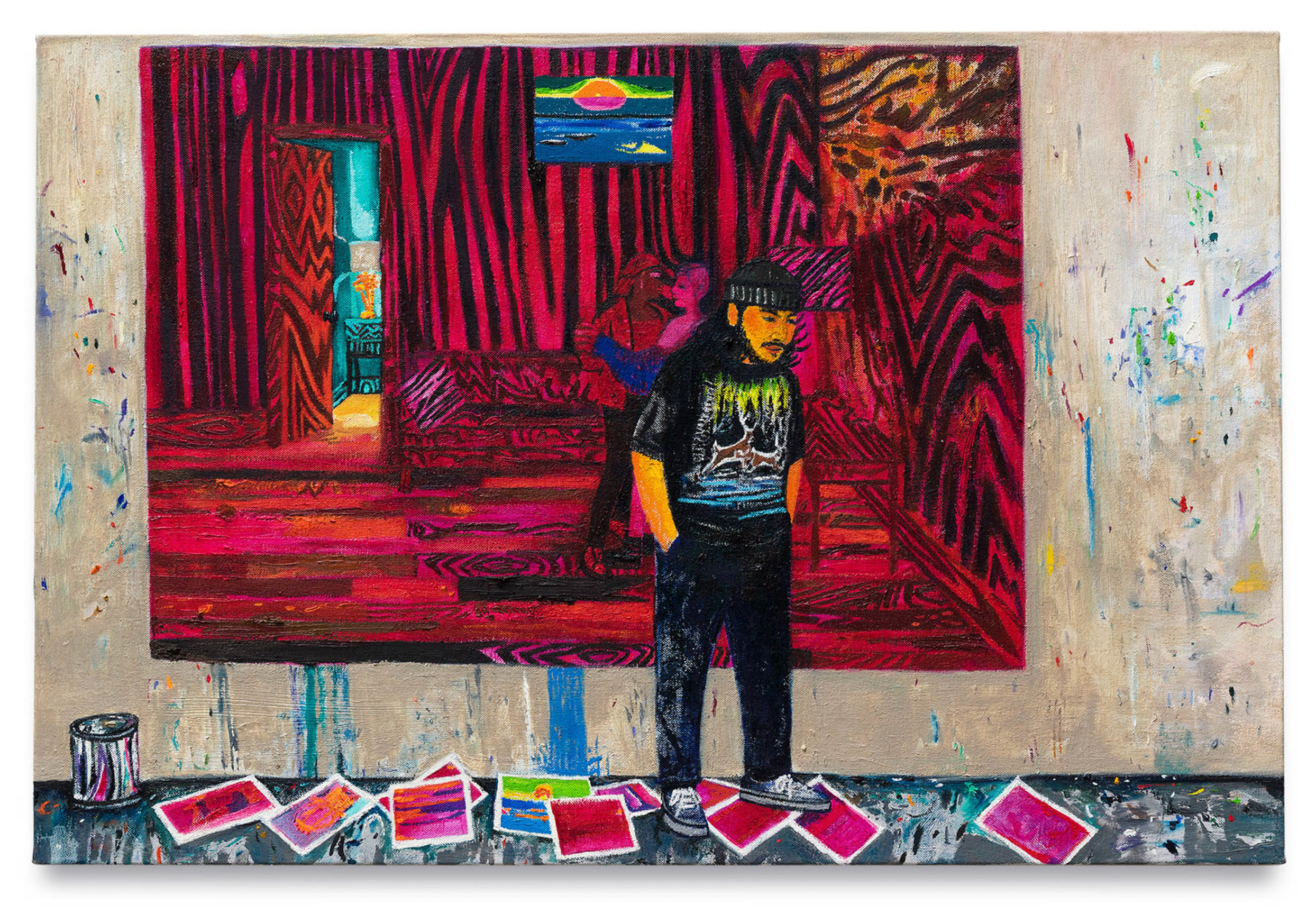 Josh in the Studio, 2023, Oil on linen, 24 x 36 inches, 61 x 91.4 cm, MMG#35426