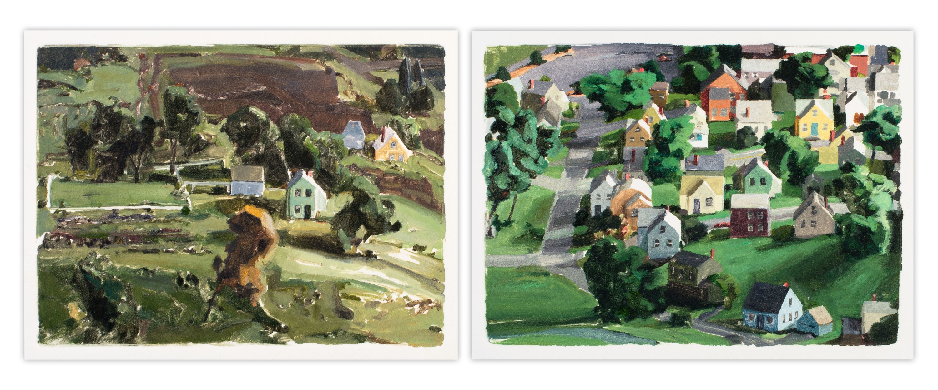 This is the Before (L), And Then (R), Diptych III, 2014-2015, Monotype, 7 x 5 inches, 17.8 x 12.7 cm each, MMG#28291