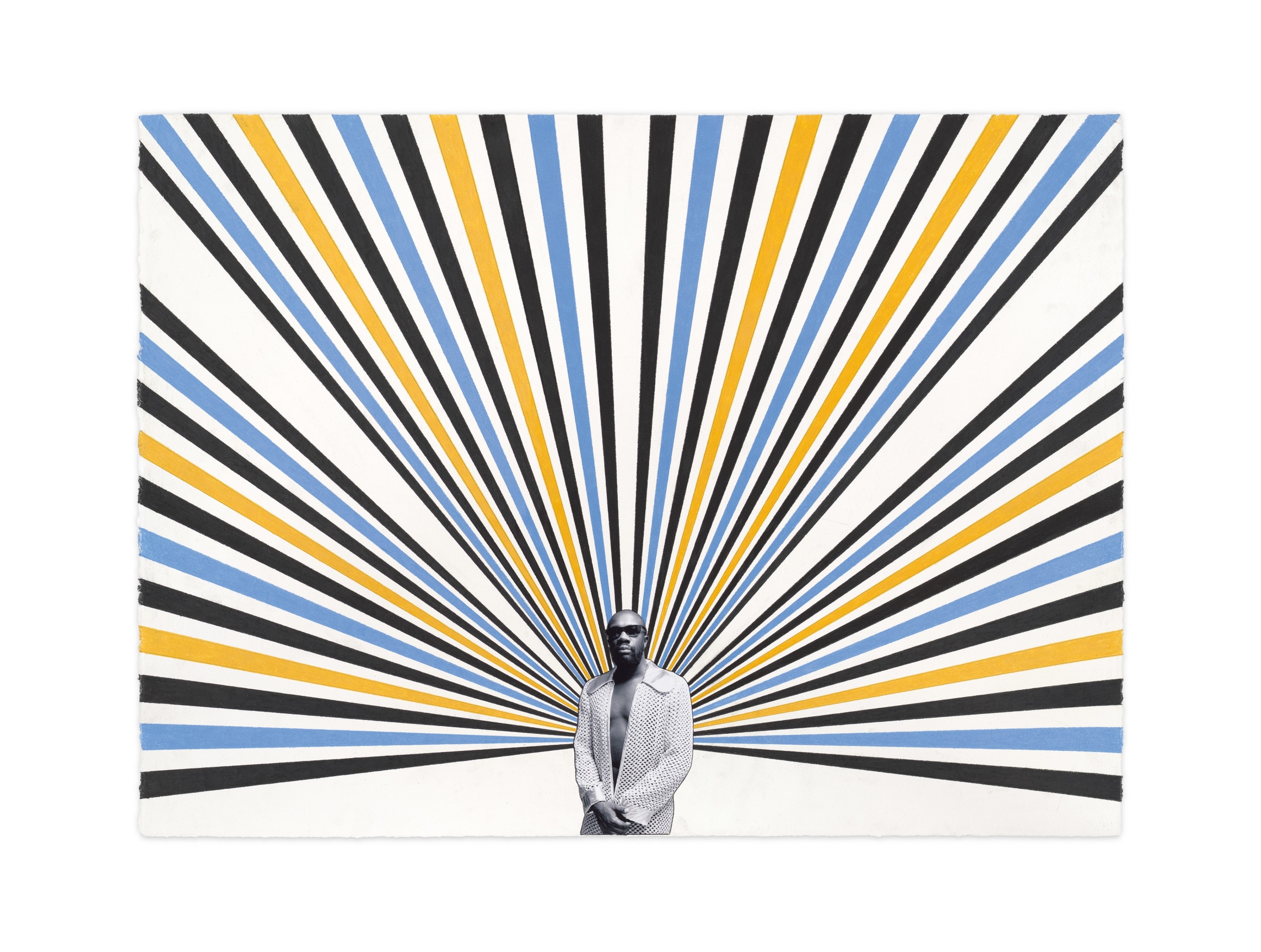 Isaac, 2022, Color pencil and photograph collage on paper, 22 1/8 x 30 1/8 inches, 56.2 x 76.5 cm, MMG#34935