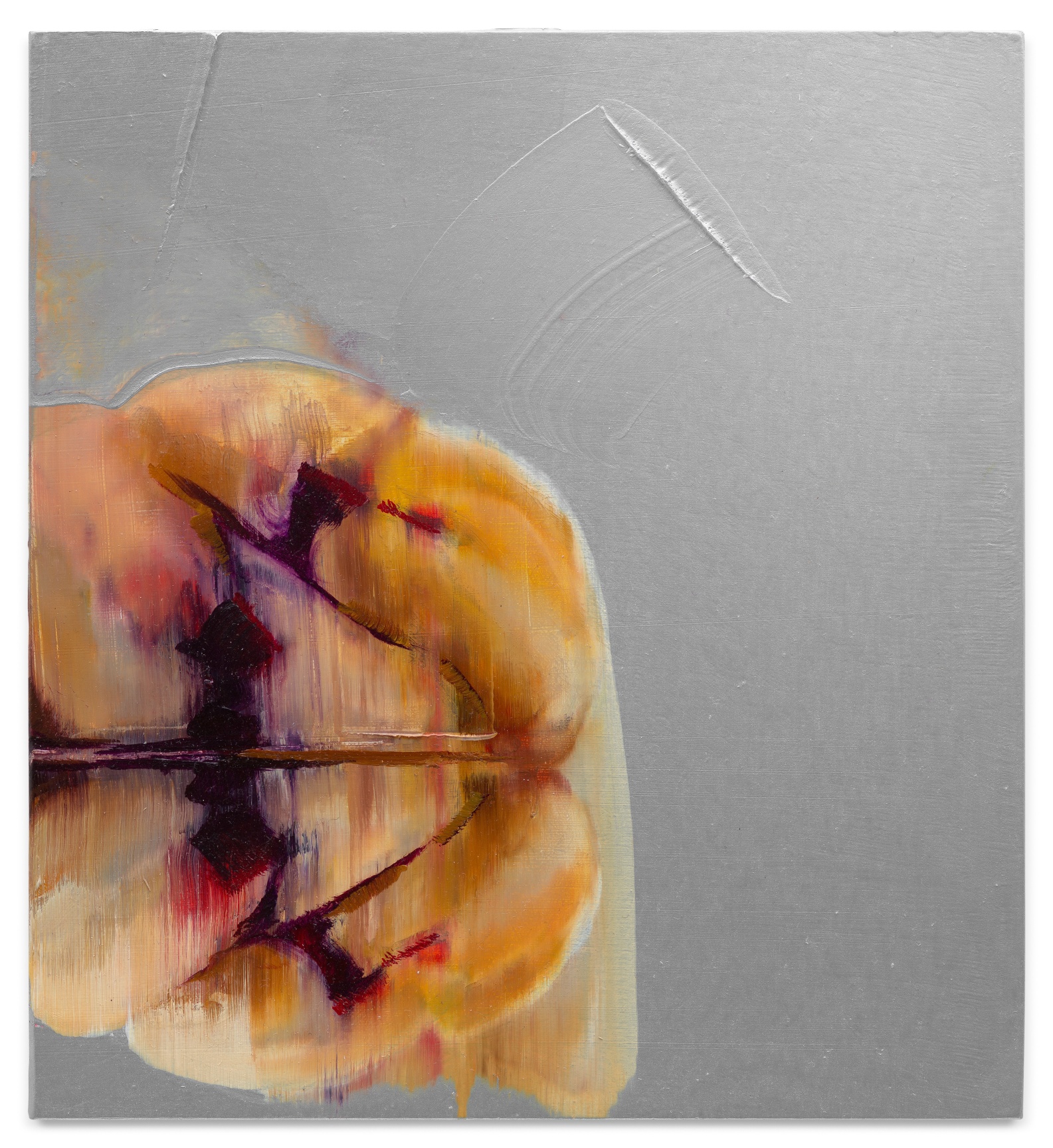 Still Waiting, 2023, Oil and metallic paint on panel, 7 1/2 x 6 7/8 inches, 19.1 x 17.5 cm,&nbsp;MMG#36177