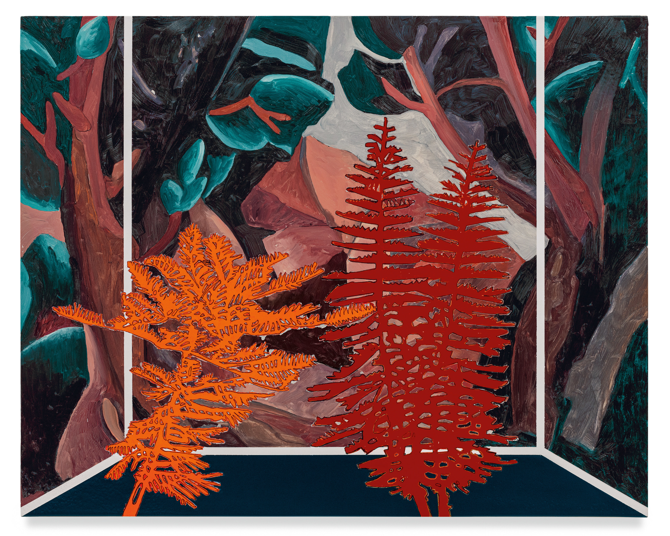 Veduta (Picasso Landscape), 2023, Ink and oil on linen on panel,