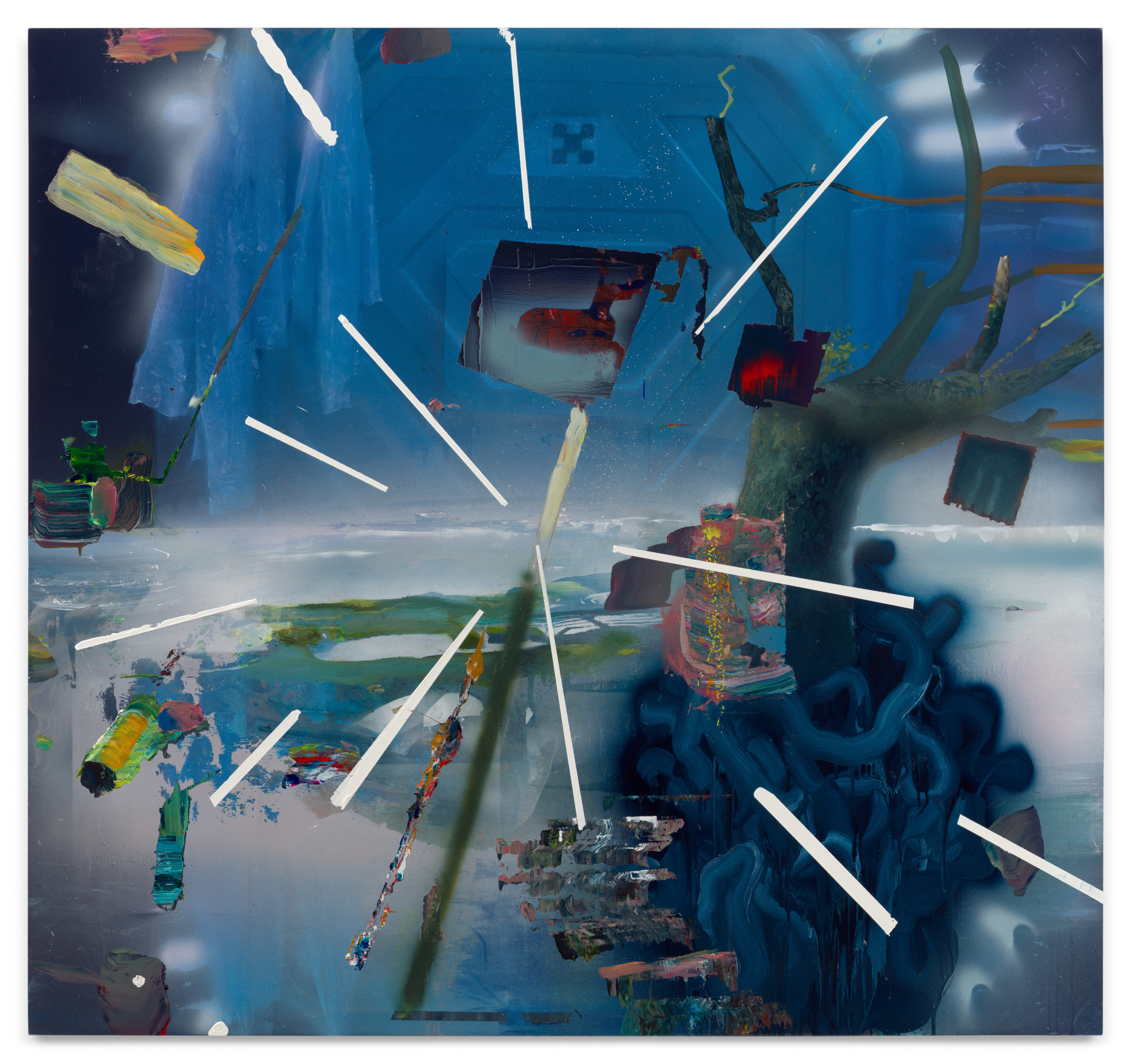 Raft, 2023, Acrylic on canvas over panel,, 47 x 50 inches, 119.4 x 127 cm, MMG#36060