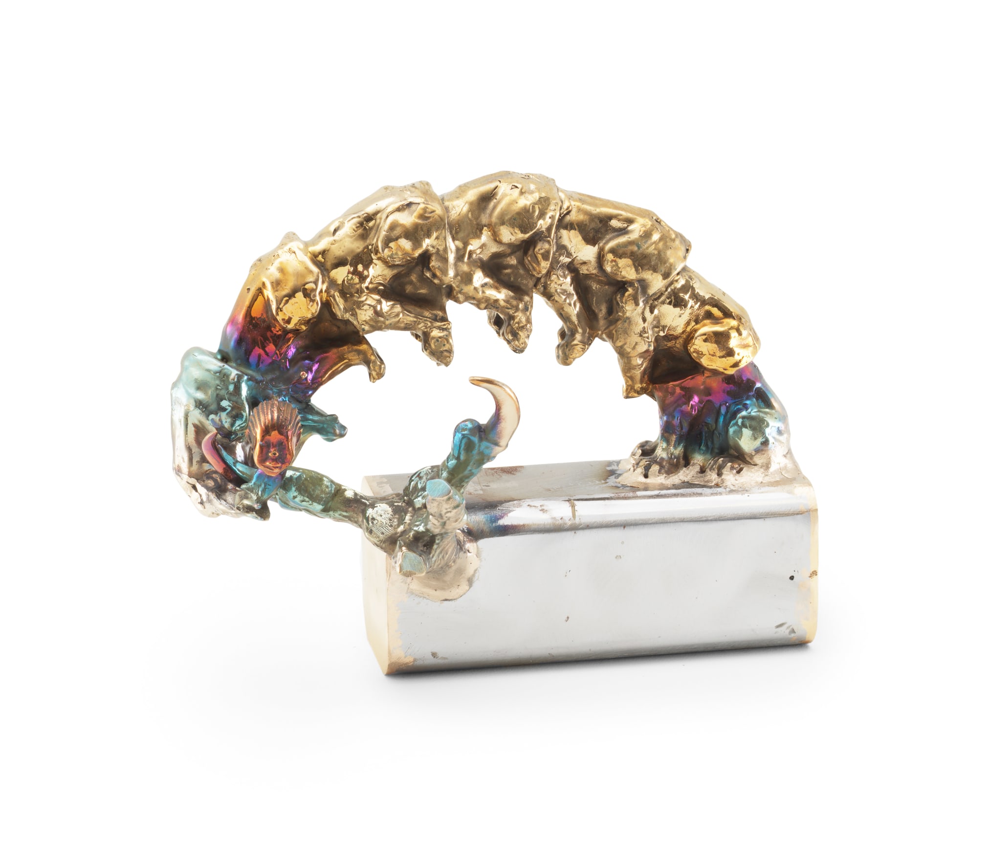 Emmanuel Louisnord Desir,&nbsp;Fleshly Circuit, 2024, Steel and bronze, 7 1/4 x 9 x 5 1/2 inches, 18.4 x 22.9 x 14 cm,&nbsp;MMG#36674