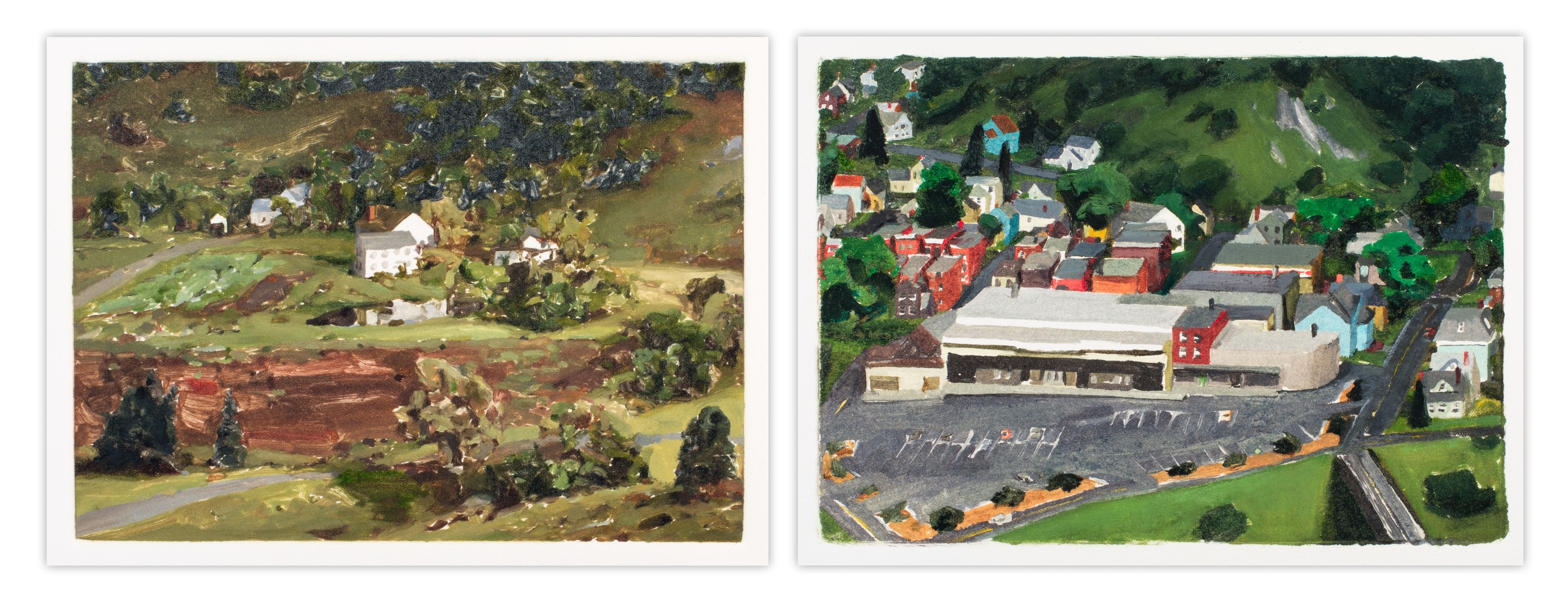 This is the Before (L), And Then (R), Diptych V, 2014-2015, Monotype, 7 x 5 inches, 17.8 x 12.7 cm each, MMG#28294