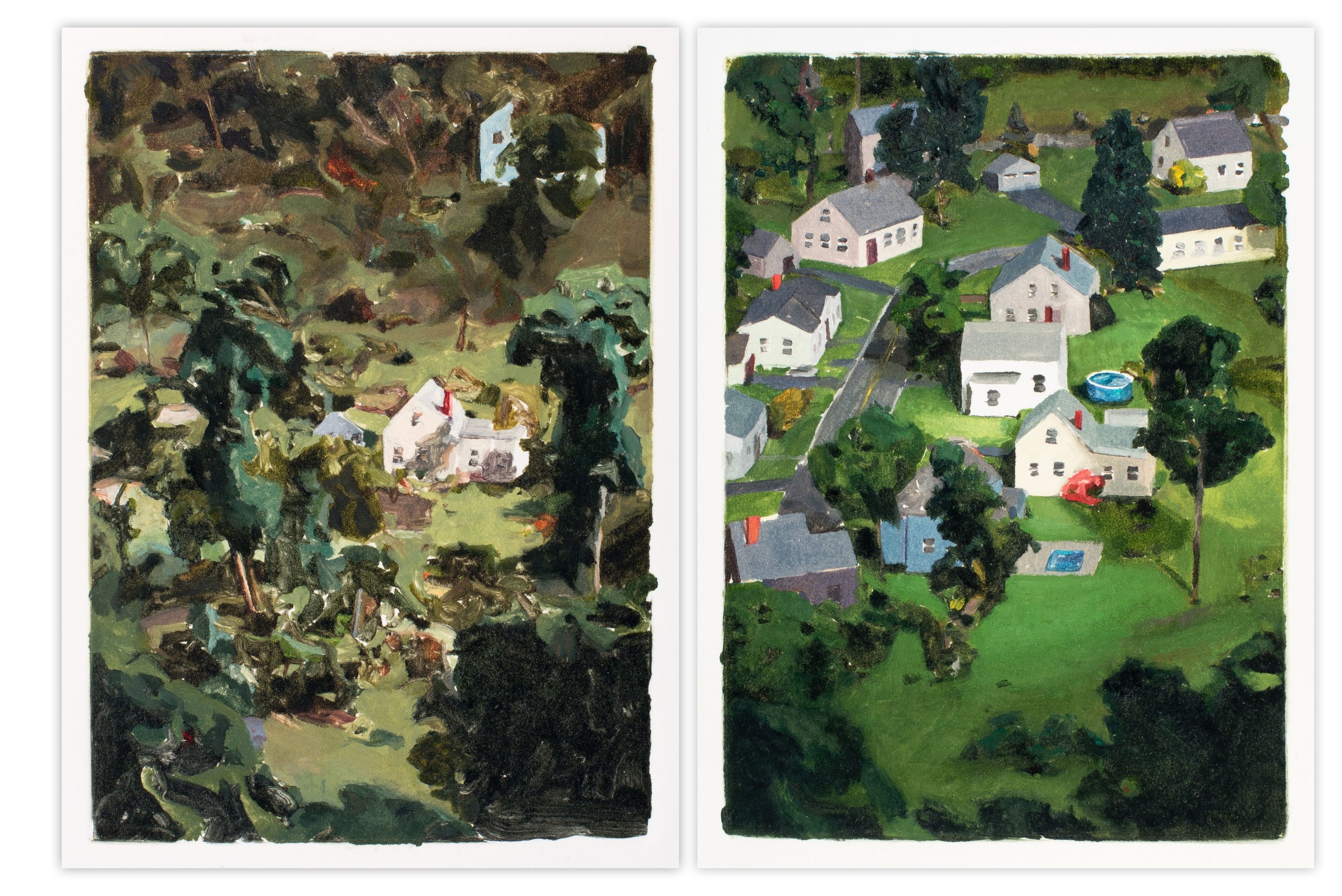 This is the Before (L), And Then (R), Diptych II, 2014-2015, Monotype, 7 x 5 inches, 17.8 x 12.7 cm each, MMG#28290