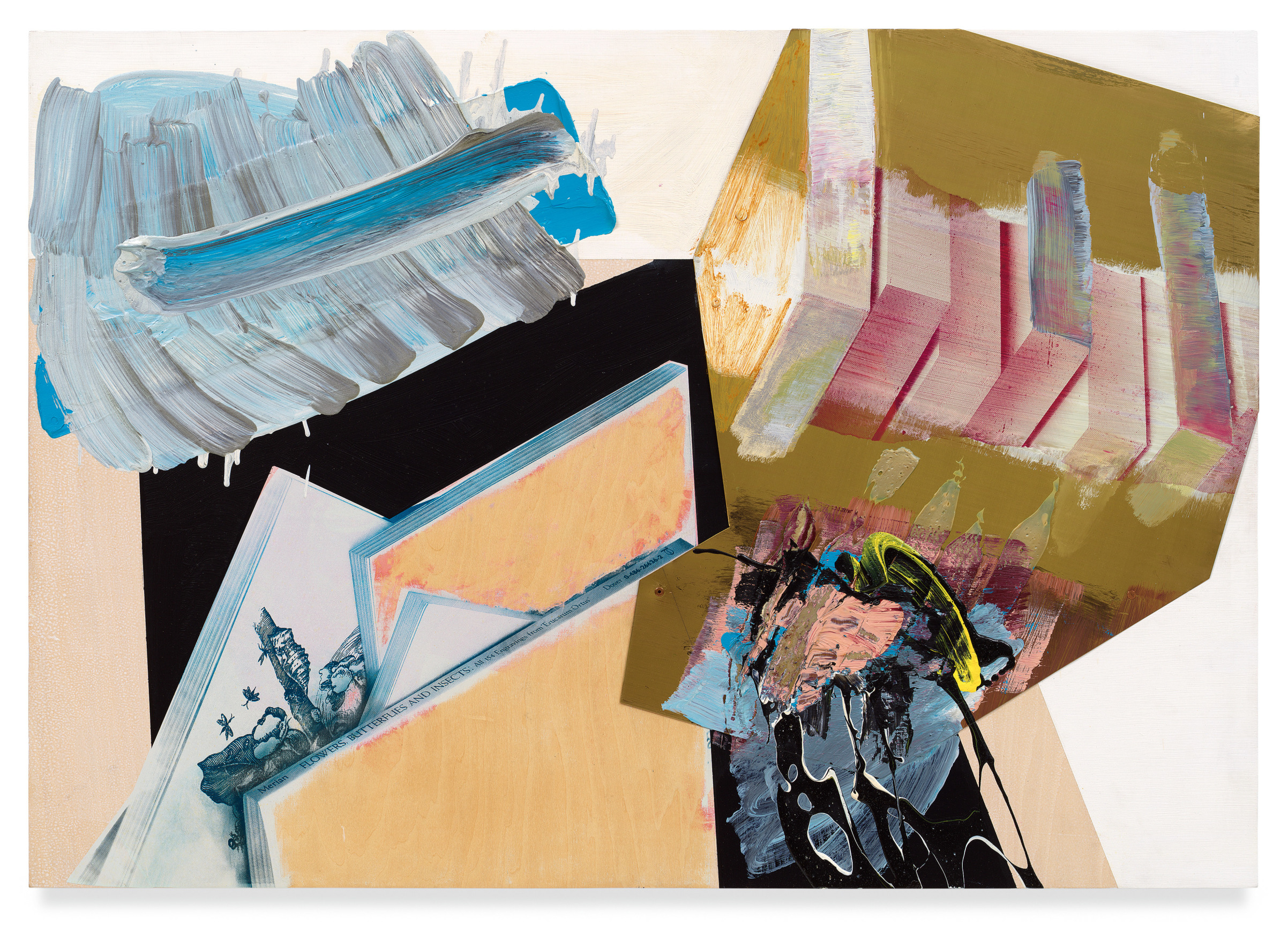 bolted cover 3, 2010, Oil, silkscreen, and brass on wood, 27 1/2 x 39 3/8 inches, 70 x 100 cm,&nbsp;MMG#35749