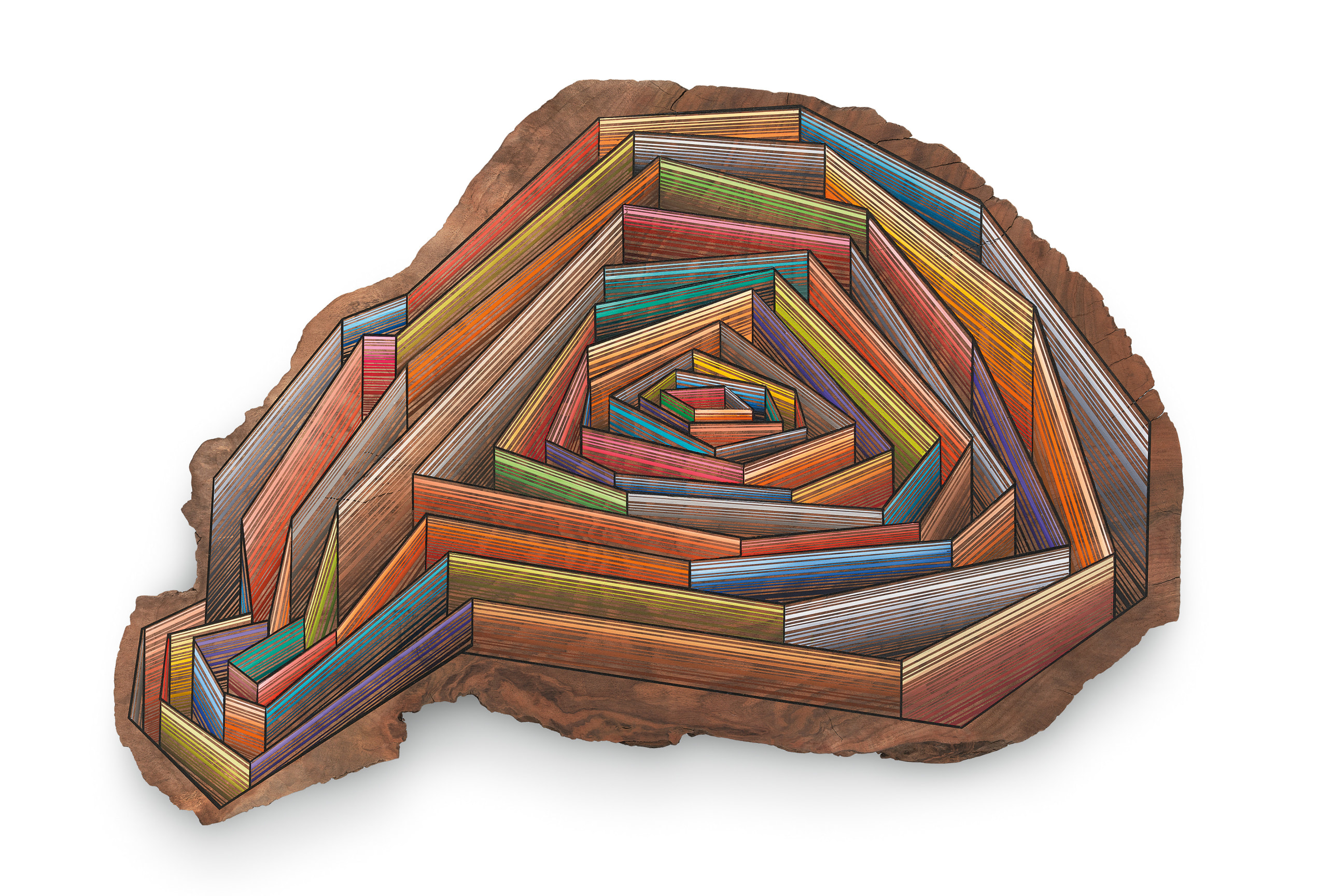 Making My Own Grain, 2016, Acrylic on walnut, 34 1/4 x 23 x 1 1/2 inches, 87 x 58.4 x 3.8 cm, MMG#30720